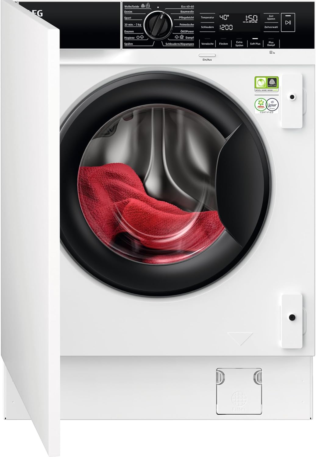 AEG L6FBG51470 Waschmaschine / Serie 6000 mit ProSense / Testsieger der Stiftung Warentest / 7,0 kg / Leise / Mengenautomatik / Nachlegefunktion / Kindersicherung / Wasserstopp / 1400 U/min