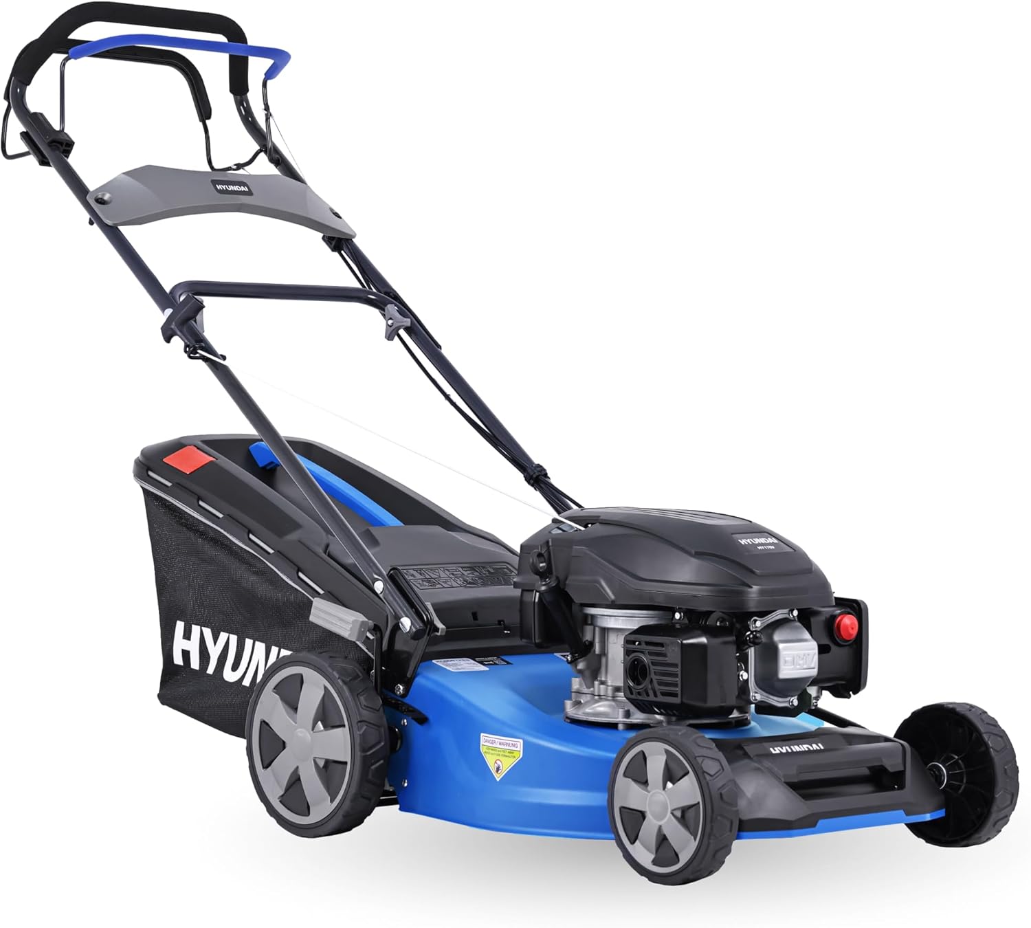 HYUNDAI Benzin Rasenmäher LM4622G, Radantrieb, Mulchfunktion, starker 3.9PS Motor mit 170cc, 46 cm Schnittbreite, 65L Korb, Benzinmäher, Mulcher