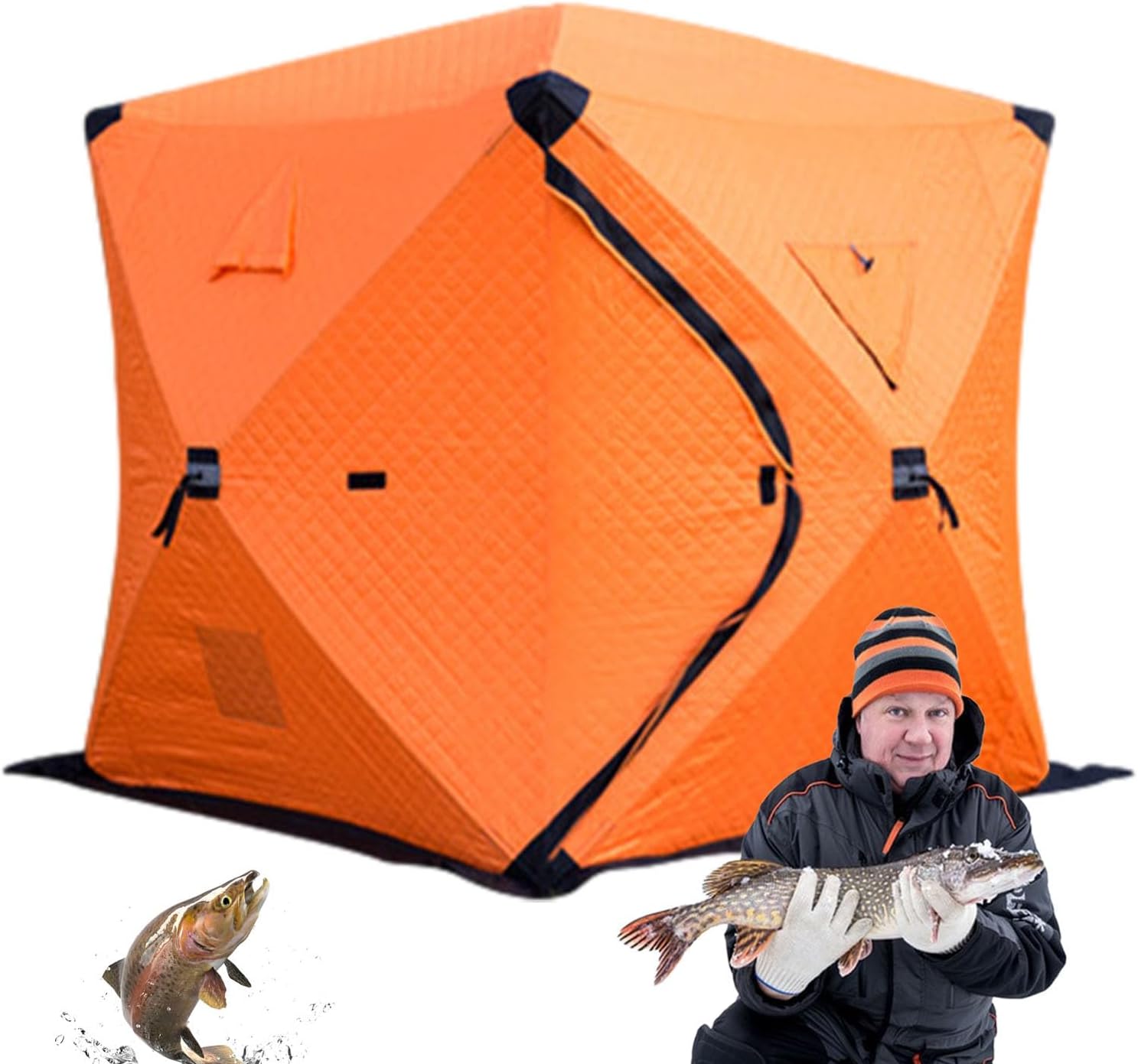 Isoliertes Zelt, wasserdicht, winddicht, warm, isoliert, Eisfischen, Shanty, für Offshore, Küste, Süßwasser, Salzwasser, Deck, Ufer, Surf, Fluss, See, Teich, Strand, Camping