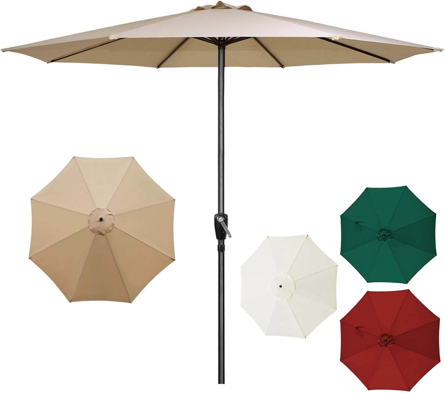 Garten Parasols Garten Parasol, Regenschirm 10 Fuß/9 Fuß Außentischmarkt mit Kurbel Sonnenschutz, Parasol Balcon, Regenschirm tragbar für Terrasse, Balkon, Garten, Kaffeebar Outdoor Parasole