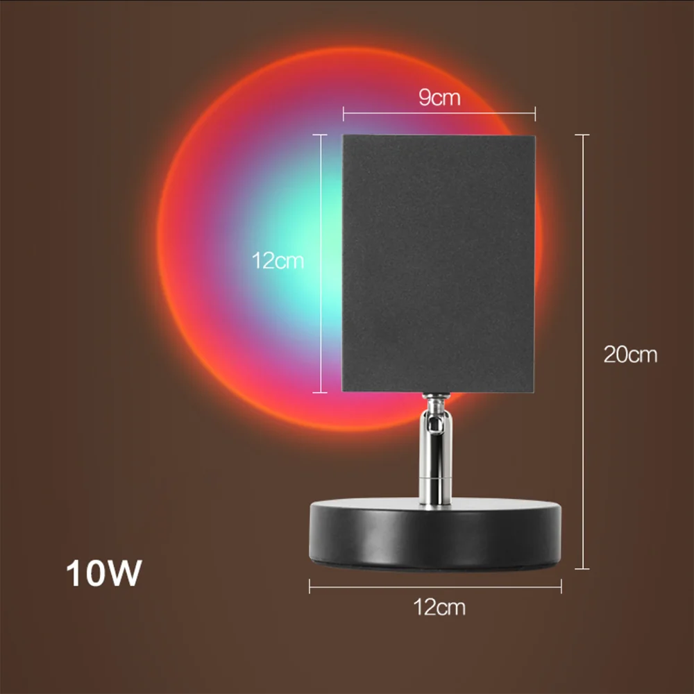 Retro Sunset LED Tischlampe | Kompakte Nachttischlampe f��r gem��tliches Stimmungslicht | USB-betrieben & energiesparend