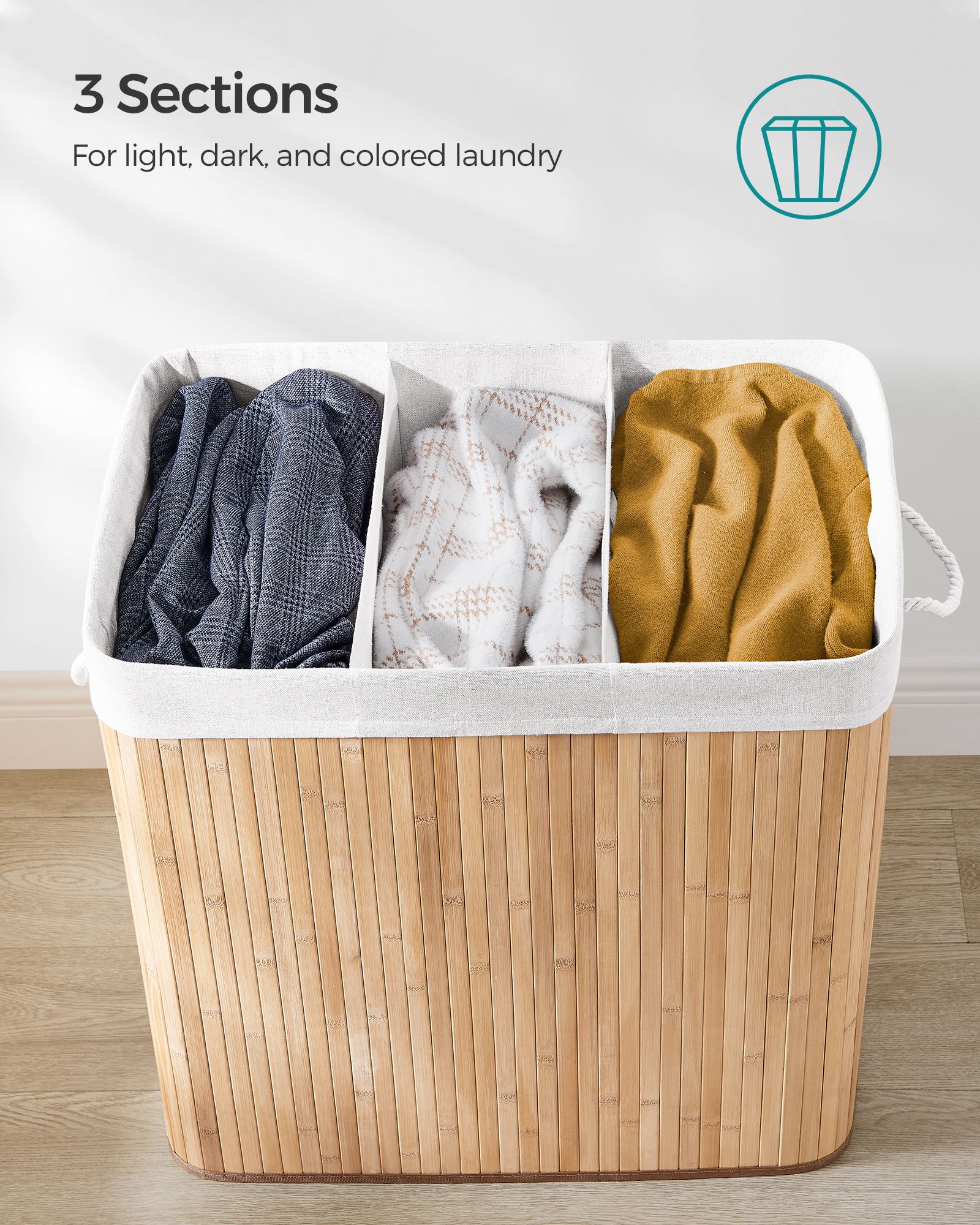 3-delige wasmand met deksel