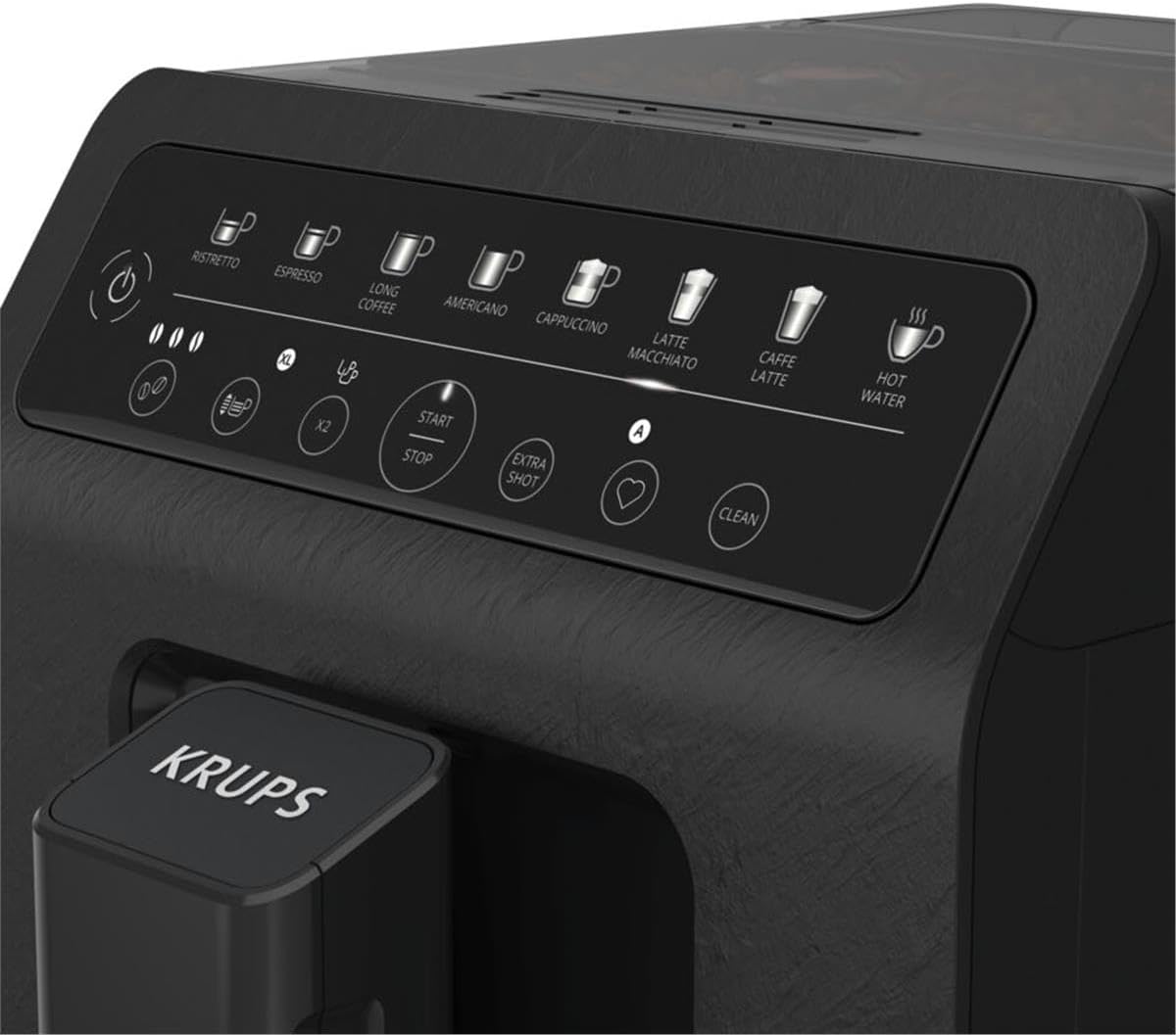 Krups Evidence ECOdesign Kaffeevollautomat mit Milchschlauch, 8 Getränke, 2-Tassen-Funktion, Recyceltes Material, Kaffeemaschine, Weiß/Schiefer, EA897A10