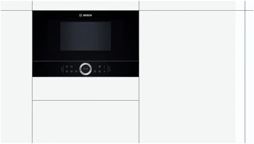 Bosch BFL634GB1 Serie 8 Einbau-Mikrowelle, 38 x 60 cm, 900 W, T��ranschlag Links, AutoPilot 7 7 Automatikprogramme, Reinigungsunterst��tzung, TFT-Touchdisplay, LED-Beleuchtung gleichm??ige Ausleuchtung