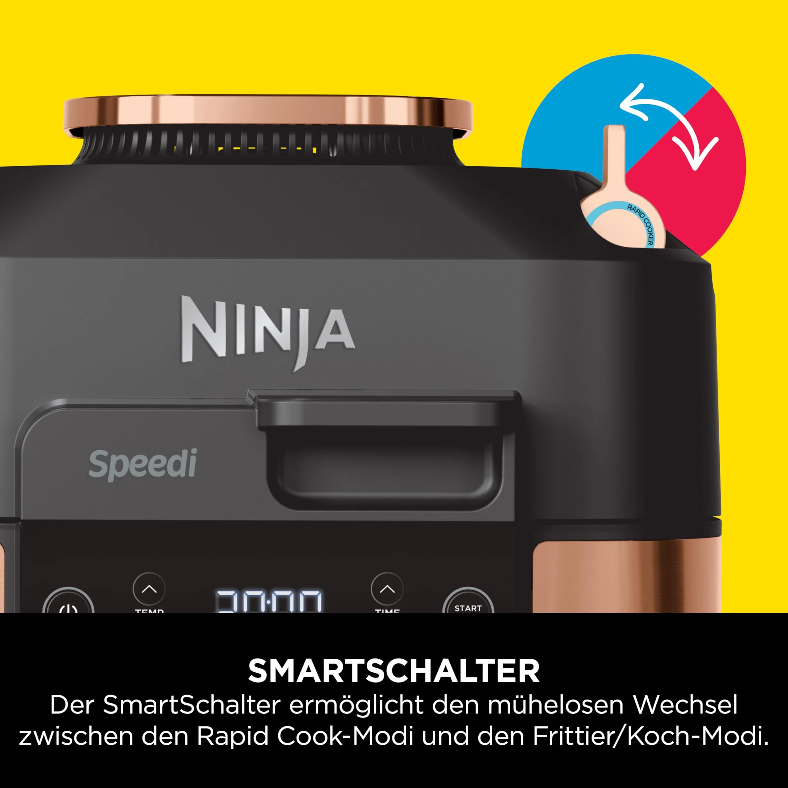 2025 Ninja Speedi Multikoker, 5,7L, 10-in-1 Multikoker, Airfryer, Slow Cooker, Grillen, Bakken, Zwart & Koper ON400EUCP