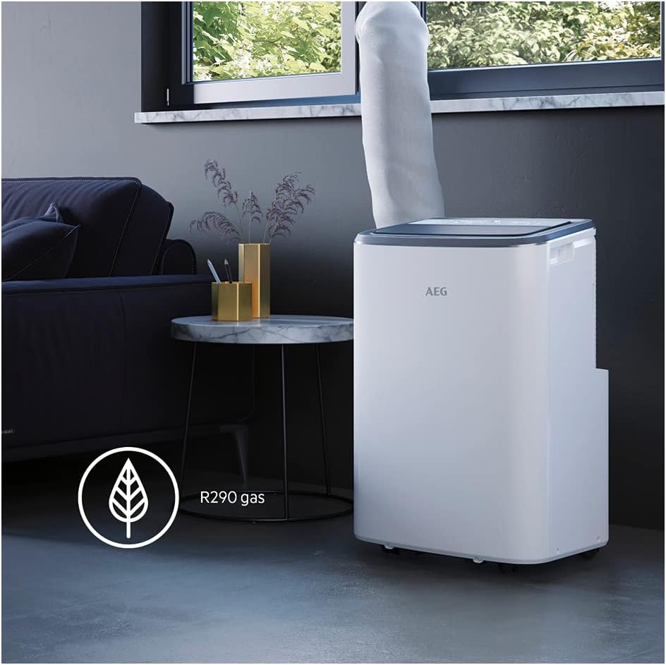 AEG Chillflex Pro AXP26U338CW mobile Klimaanlage / LED Display / Touch-Buttons / Fernbedienung / 30-40 m² / Kühlfunktion / Ventilator / Entfeuchtungsfunktion / Automatik / weiß/silber/schwarz