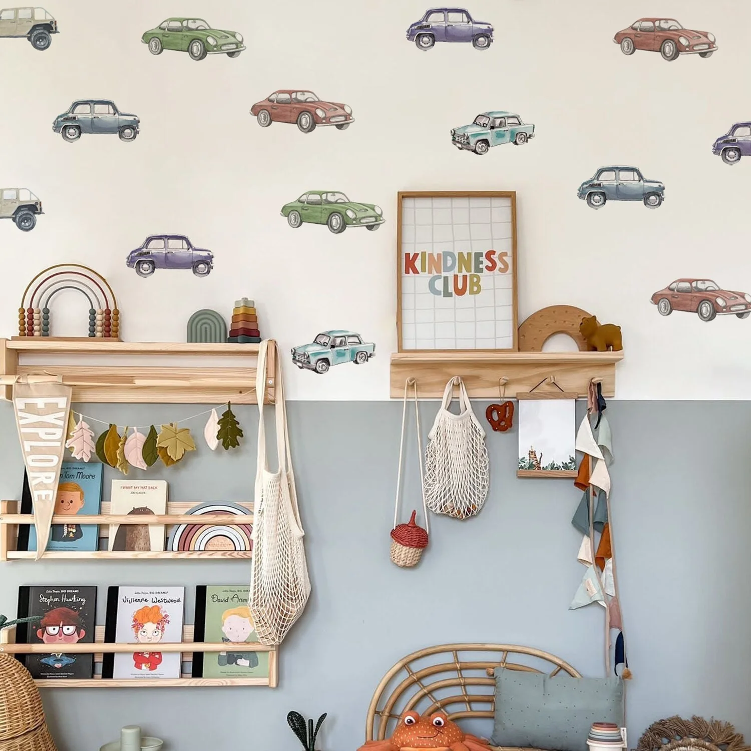 Vintage Car Nursery Watercolor Wall Decals
