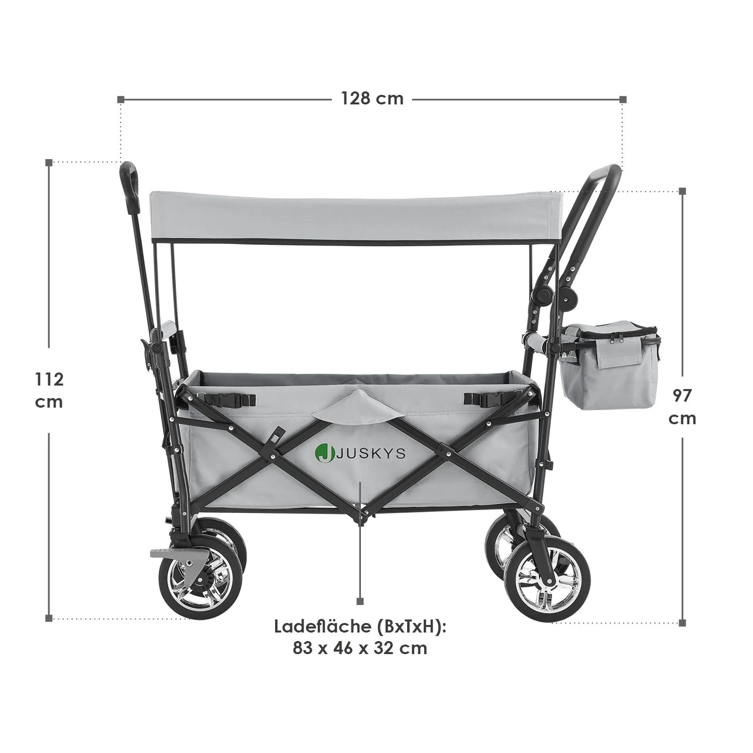 2025 Opvouwbare bolderwagen met dak en tas