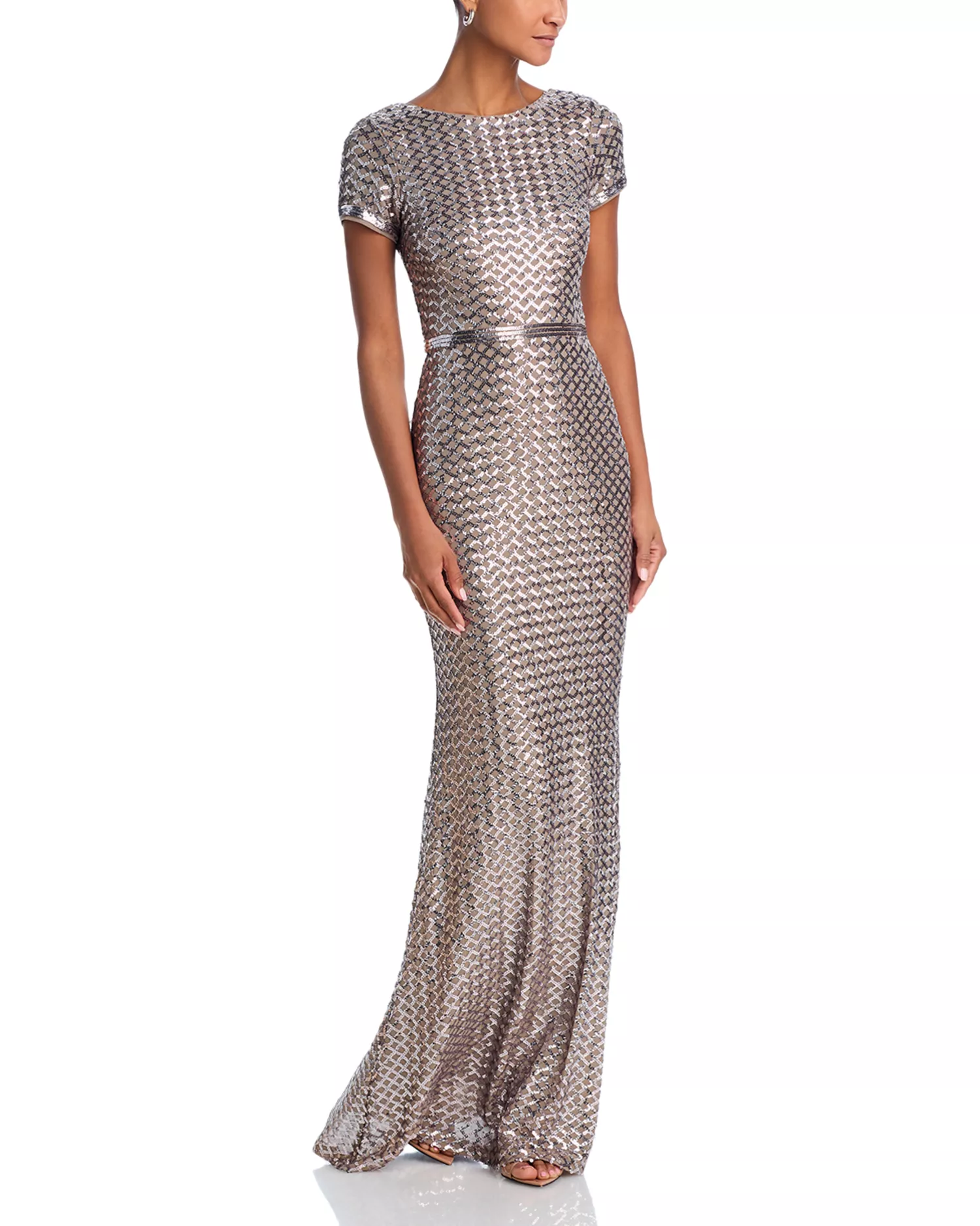Aqua Women’s Belted Sequin Gown