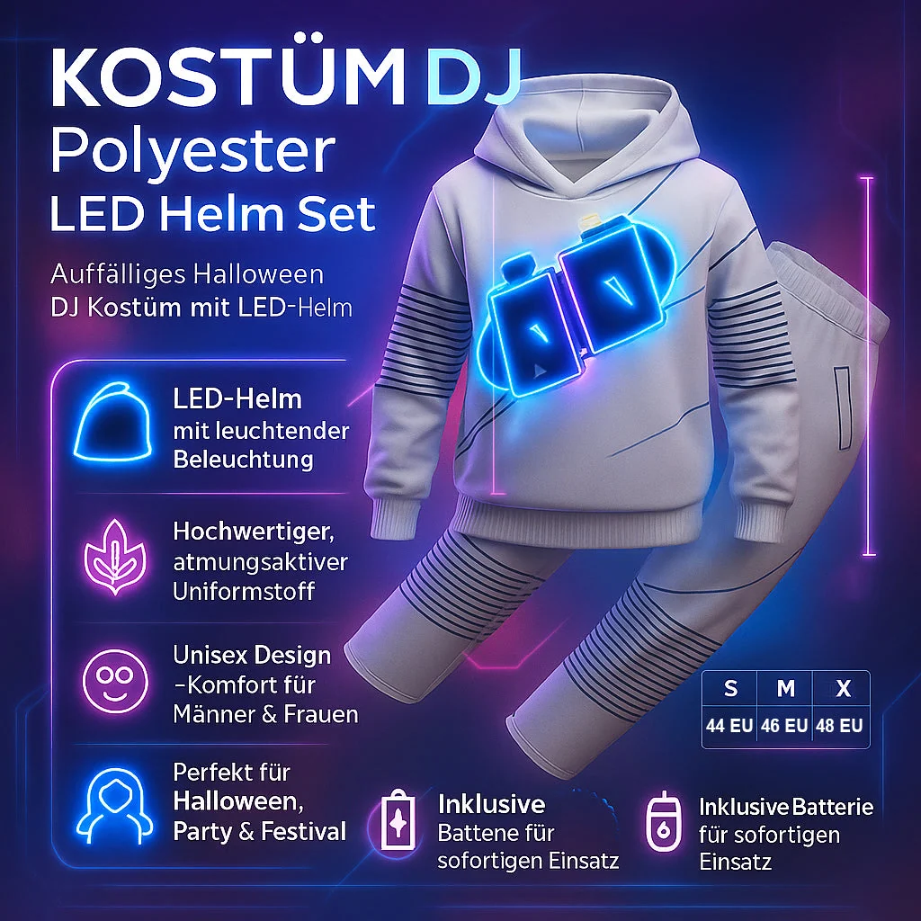 DJ Kost��m Set mit LED-Helm