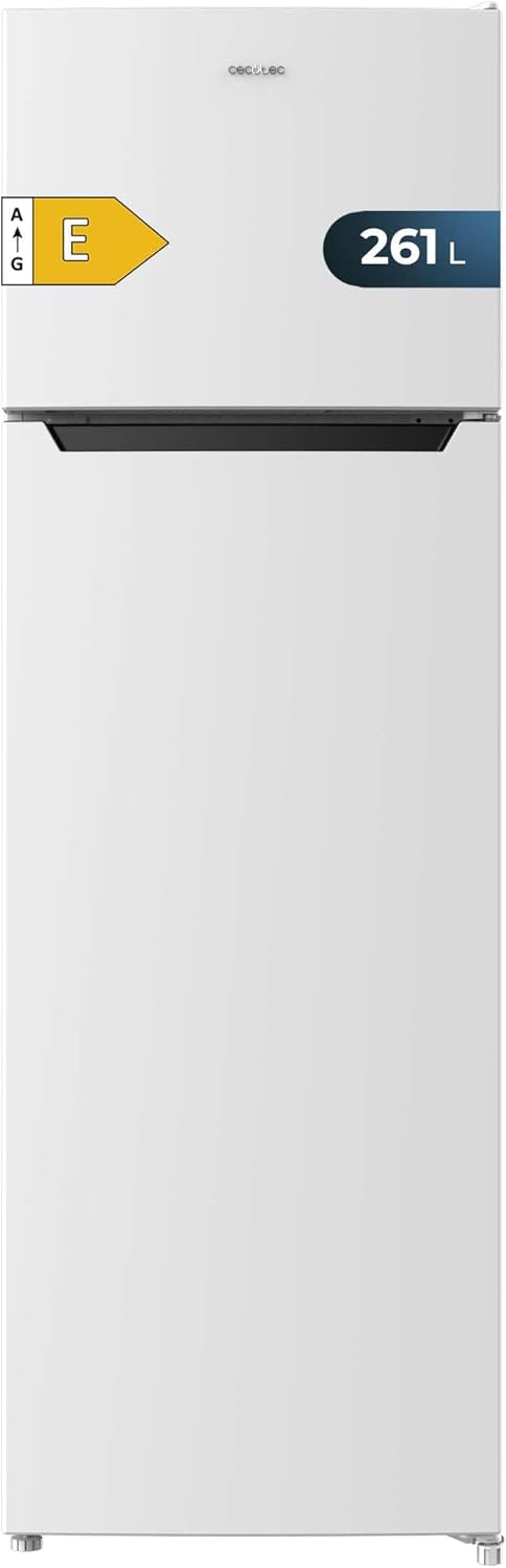Cecotec Réfrigérateur à deux portes Bolero CoolMarket 2D 261 White E. 261 L, classe E, dégivrage manuel, congélation ultra-rapide, porte réversible, LED intérieure. 54x59,2x142,8 cm.