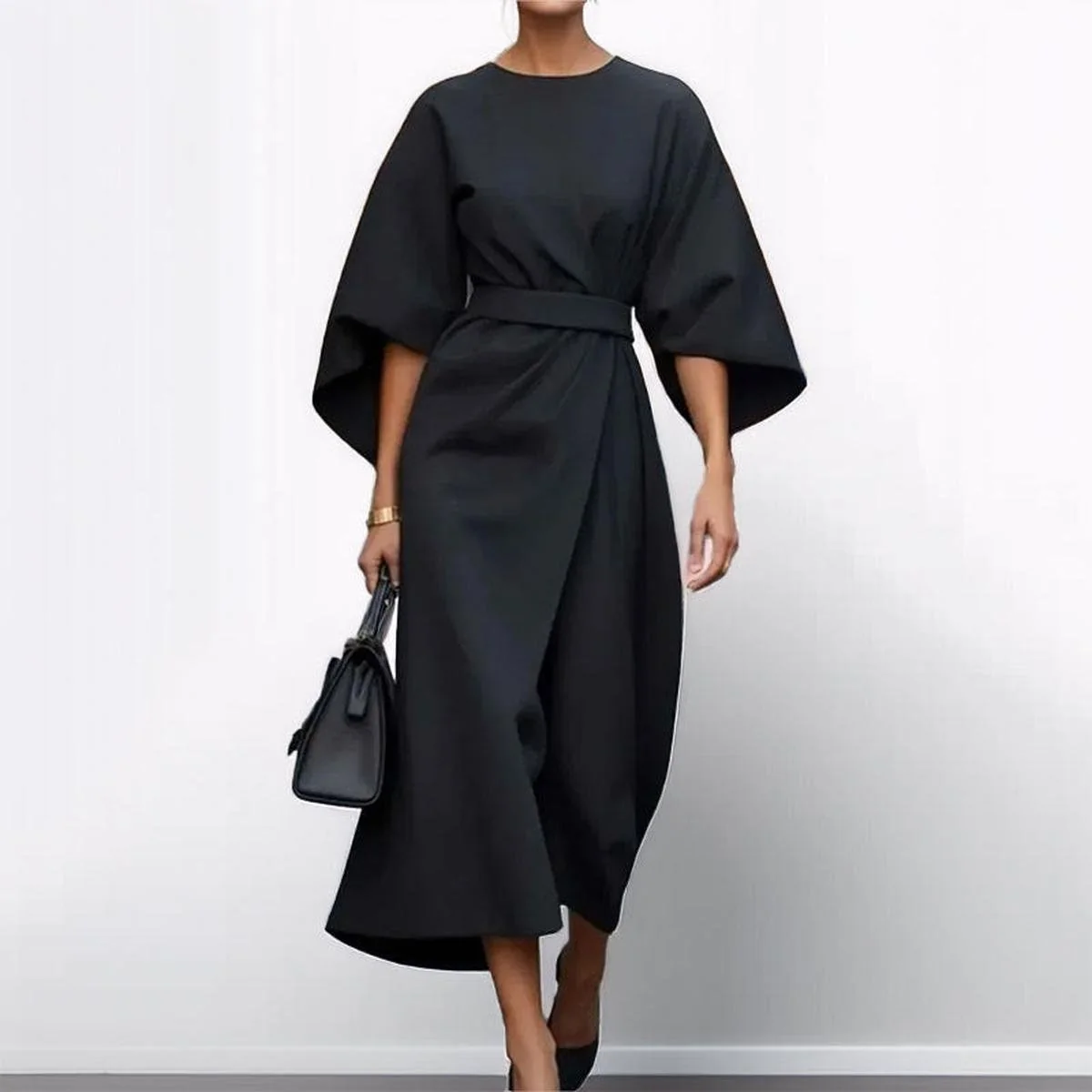 Langes Kleid mit Fledermaus?rmeln
