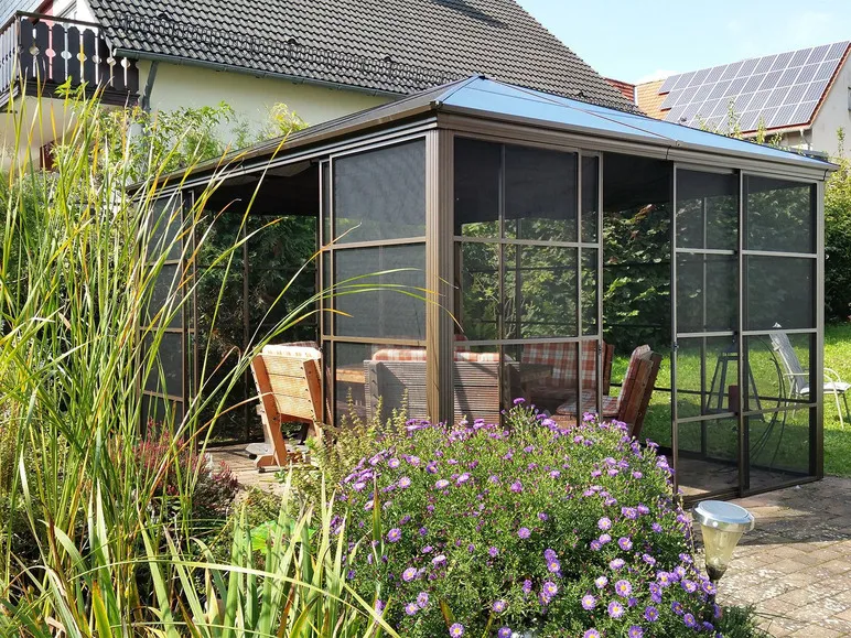 SOJAG Canada Pavillon »Castel«, aus Aluminium, inkl. Sonnensegel u. Insektenschutz, bronze