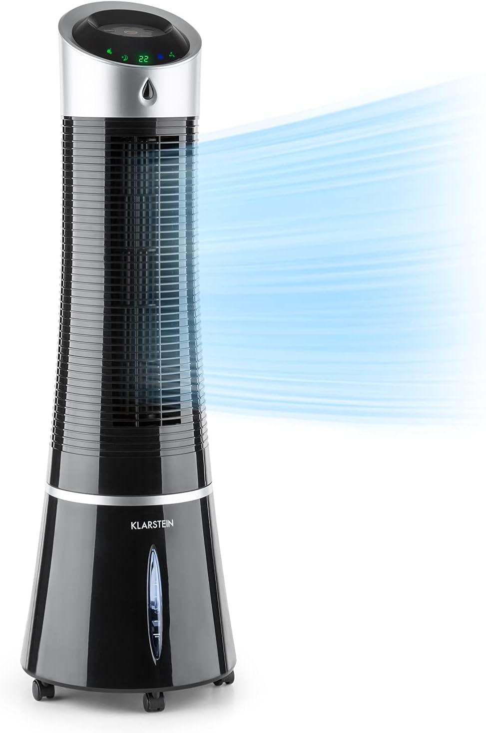 Klarstein Luftkühler mit Wasserkühlung, 5-in-1 Verdunstungskühler, Luftbefeuchter, Ventilator, Luftreiniger & Nachtmodus, Mobile Klimageräte Luftkühler 6L, 45 Watt Air Cooler, 180 m³/h Luftstrom