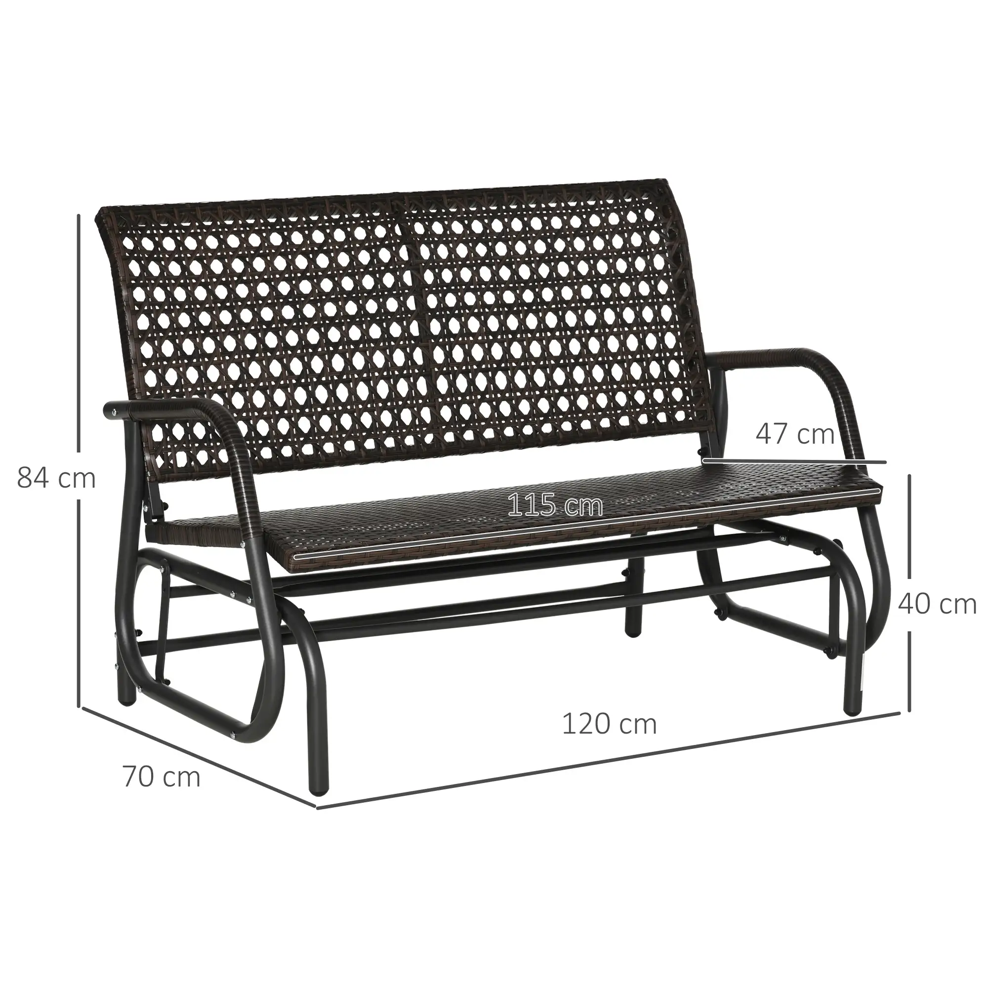 Outsunny Polyrattan Schommelbank 2-zits Bruin