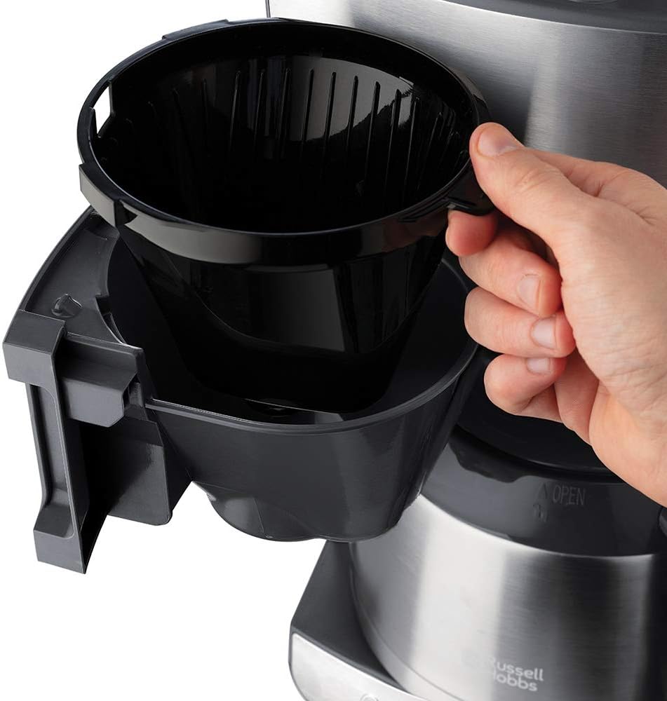 Russell Hobbs Kaffeemaschine mit Mahlwerk Thermokanne [Digitaler Timer, Brausekopf für opt. Extraktion & Aroma] Grind&Brew (max 10 Tassen, 3-stufige Mahlgradeinstellung) Filterkaffeemaschine 25620-56