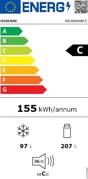 Hisense RB327N4AD2 Kühl-Gefrierkombination/ NoFrostPlus/ Multiflow 360°/ HolidayMode/ FreshZone/ 182,4 cm/ Kühlteil 171 l/ Gefrierteil 85 l/ 41 dB/ 287 kWh/ Jahr/ Edelstahl-Look
