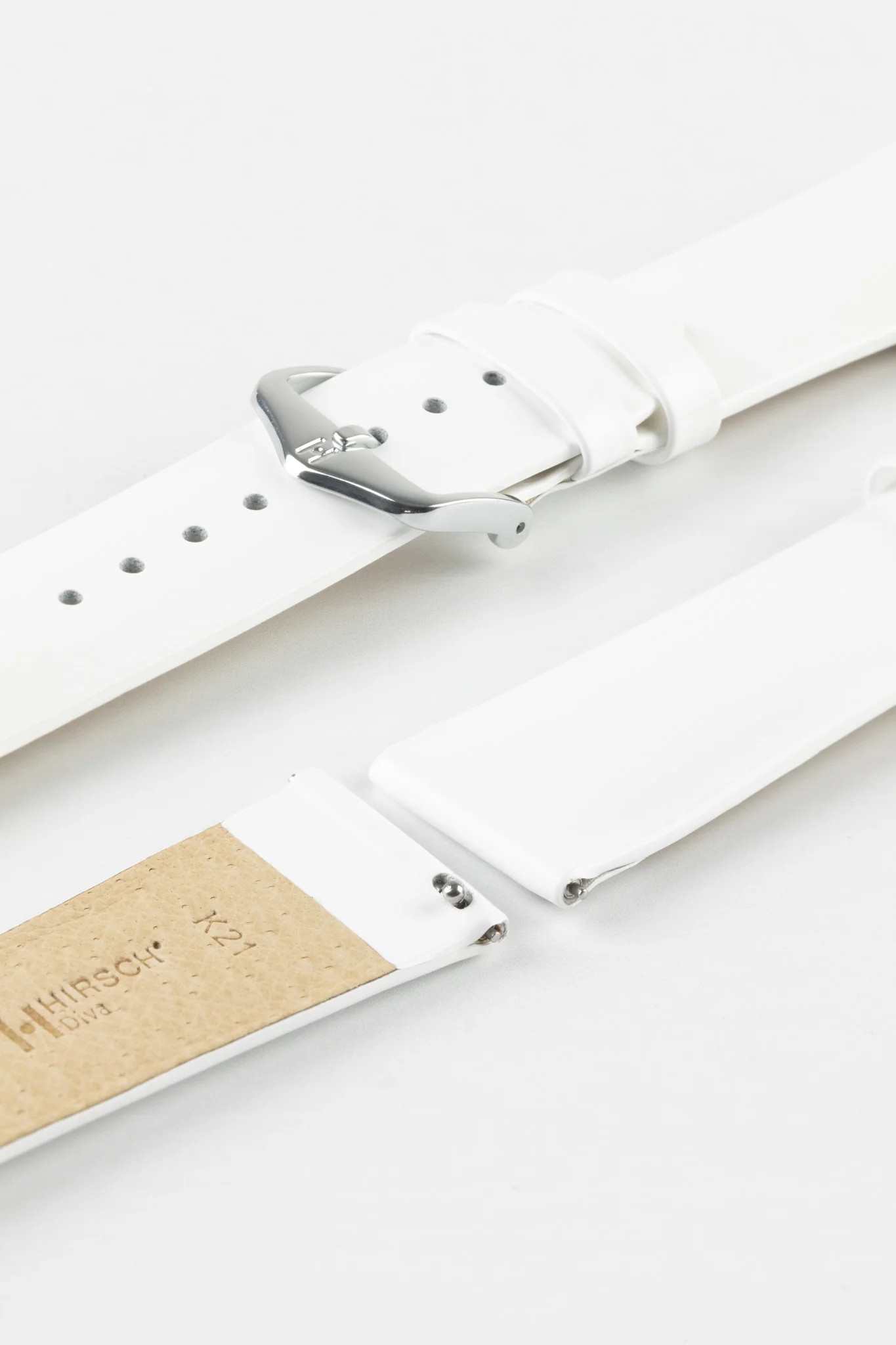 Hirsch DIVA Glossy Ladies Leather Watch Strap in WHITE