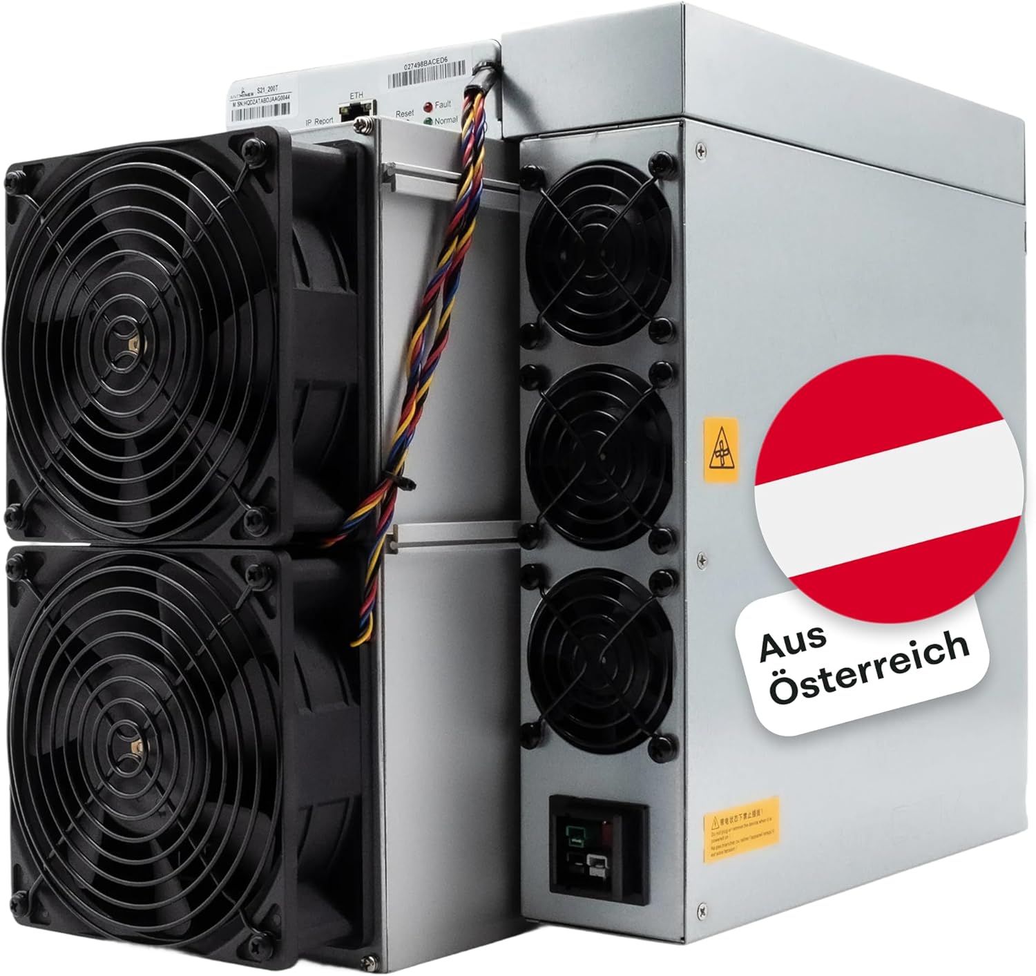Bitmain Antminer S21 Bitcoin Miner 2.642 W | 151 TH/s | Krypto/ASIC Miner | Braiins OS mit Autotuning für mehr Effizienz 17,8 J/TH | inkl. Netzteil & Stromkabel | BTC Miner