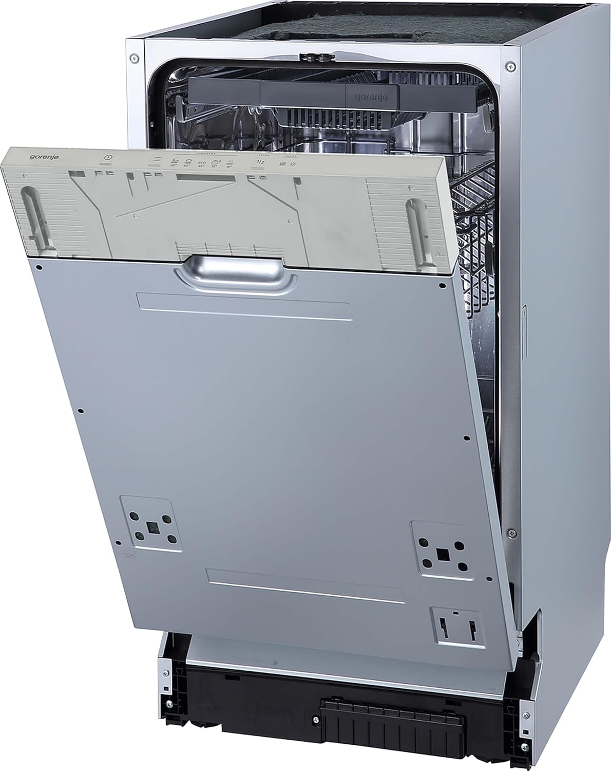 Gorenje GI 520 E15X Teilintegrierbarer Geschirrspüler / 45cm / 9 Maßgedecke / 5 Programme / 1h Reinigungsprogramm / höhenverstellbarer Oberkorb / vollständiger Überlaufschutz, Eingebaut, Edelstahl