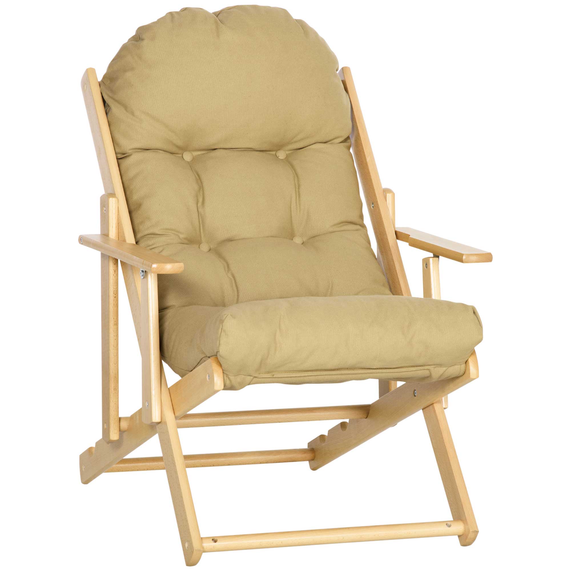 Accentfauteuil, Relaxfauteuil met Verstelbare Rugleuning, Beukenhoutframe, tot 120 kg, Bruin