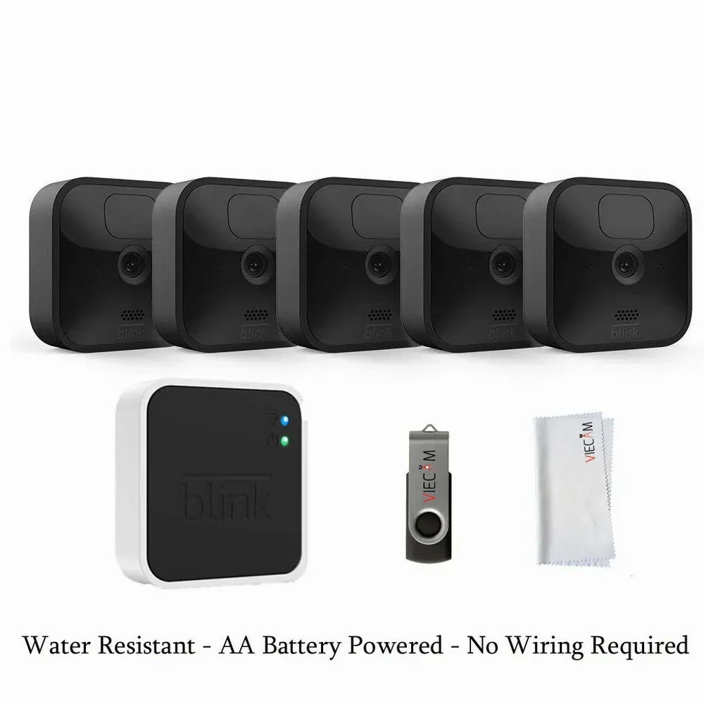 Blink Outdoor 5 Camera Kit - Wireless Weather-Resistant 1080p HD Security System with Night Vision & Local Storage