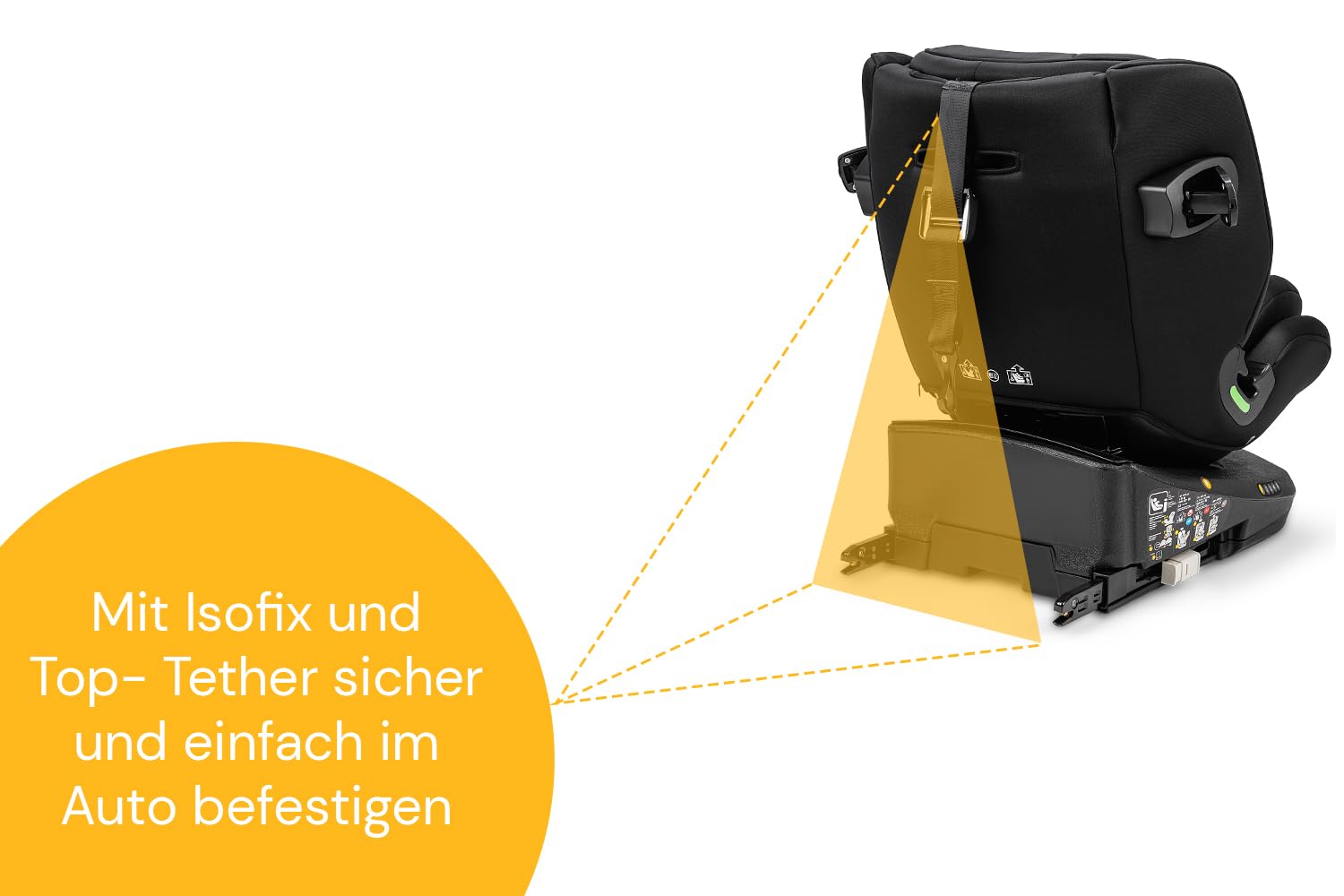 Osann Eno360 i-Size, drehbarer Kindersitz 40-150 cm, Reboarder mit Isofix, Baby Autositz – All Black
