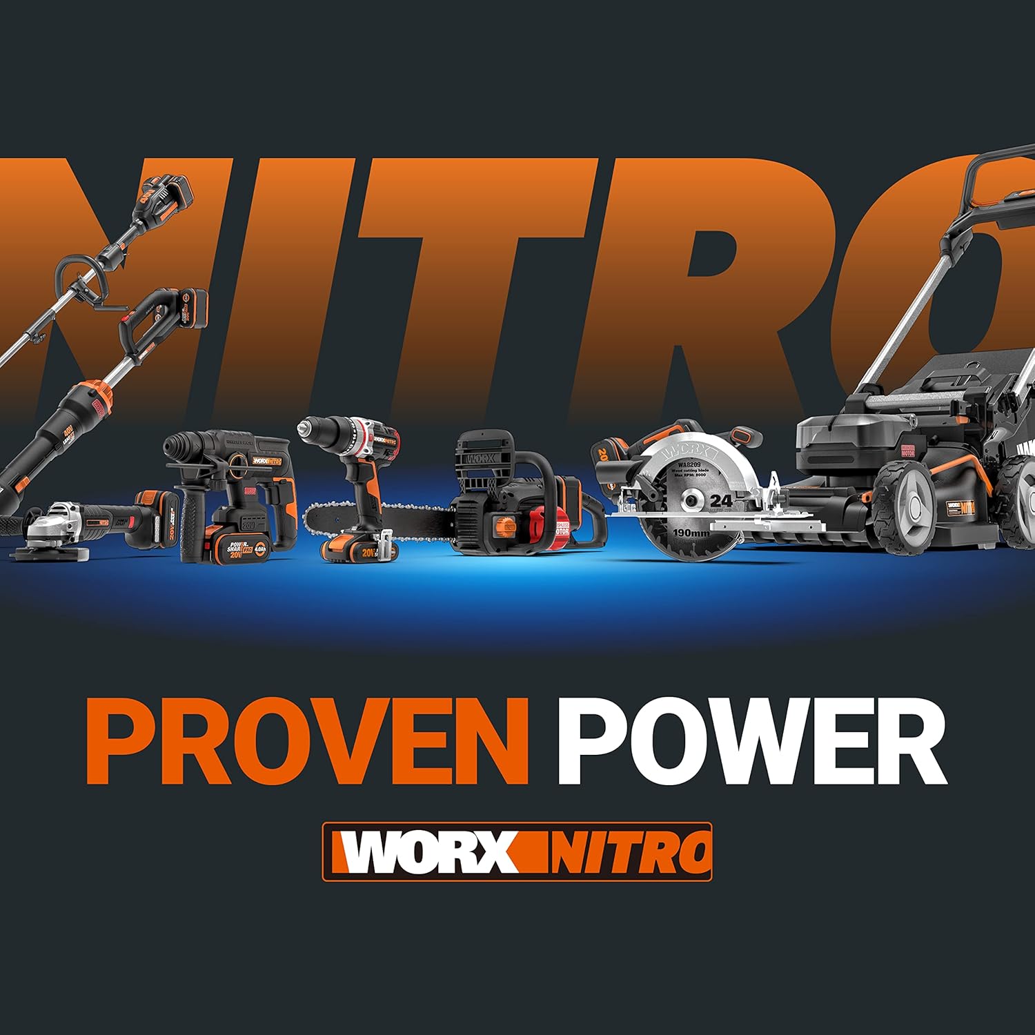 WORX Nitro 18V(20V MAX) Hydroshot Akku-Hochdruckreiniger WG633E.1, PowerShare, Terrassenreinigung und Autoreinigung, Max. 56 Bar, 220L/H, mit Zubehör, 4,0 Ah Akku & Ladegerät ‎‎Orange & Schwarz