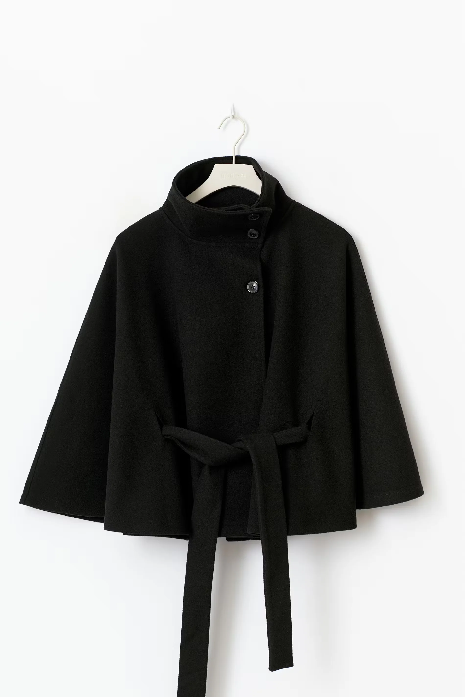 Eleganter Damenmantel mit G��rtel & hohem Kragen