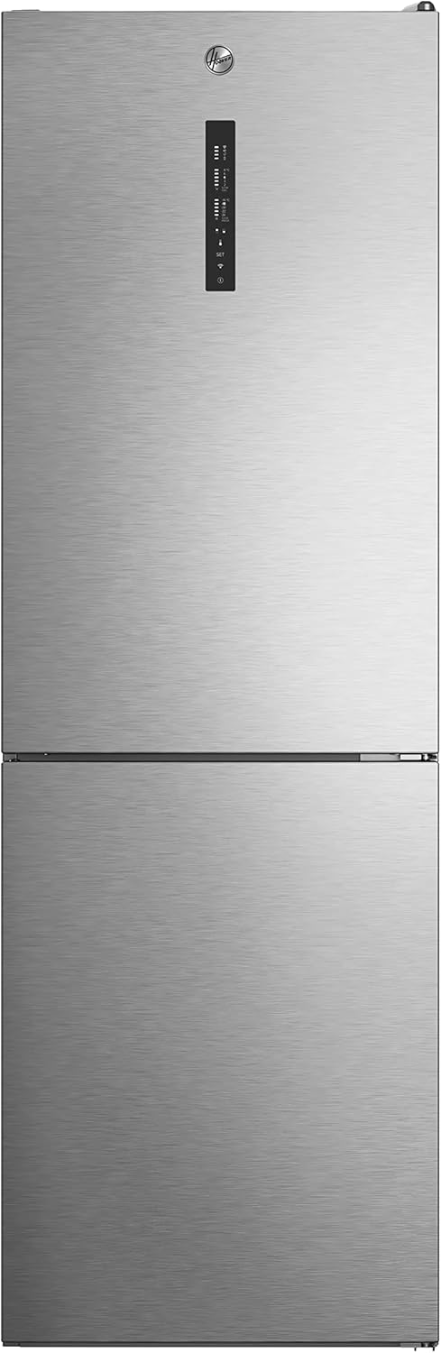 Hoover HOCE7618DX 2D Kühl-Gefrier-Kombination/Freistehend/Total No Frost/WiFi Connected & Smart hOn–App/Externes elektronisches Display/Inox Look