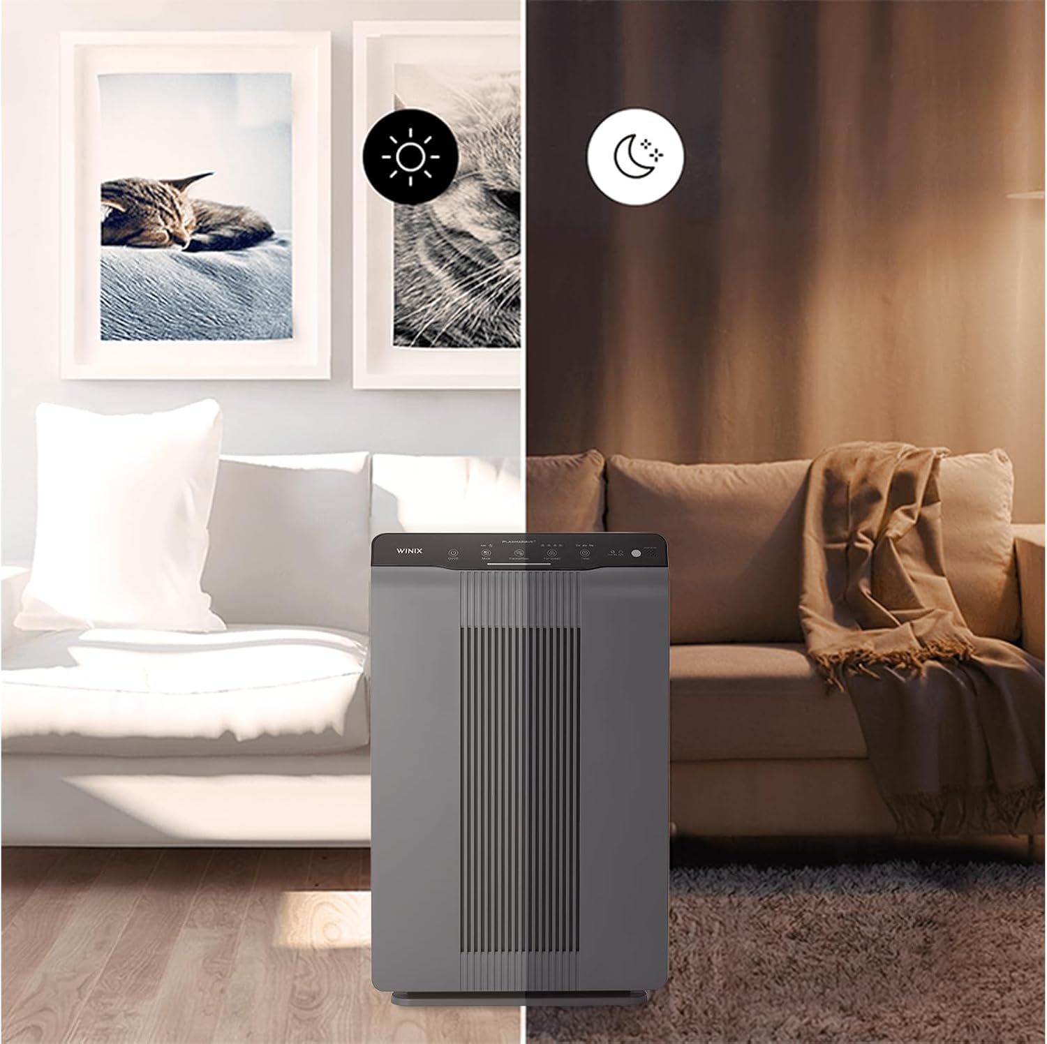 WINIX 5300-2 luftreiniger Allergiker, CADR 390m³/h, 99㎡, Air Purifier für Raucherzimmer gegen Allergien, Staub, Pollen, Tierhaare, Luftqualitätsanzeige, Auto Schlafmodus