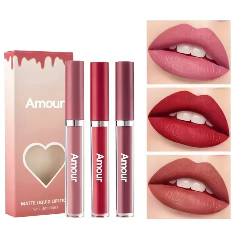 3 PCS Lip Gloss Set Lip Gloss Tubes Waterproof Long Last Cosmetic Lipgloss