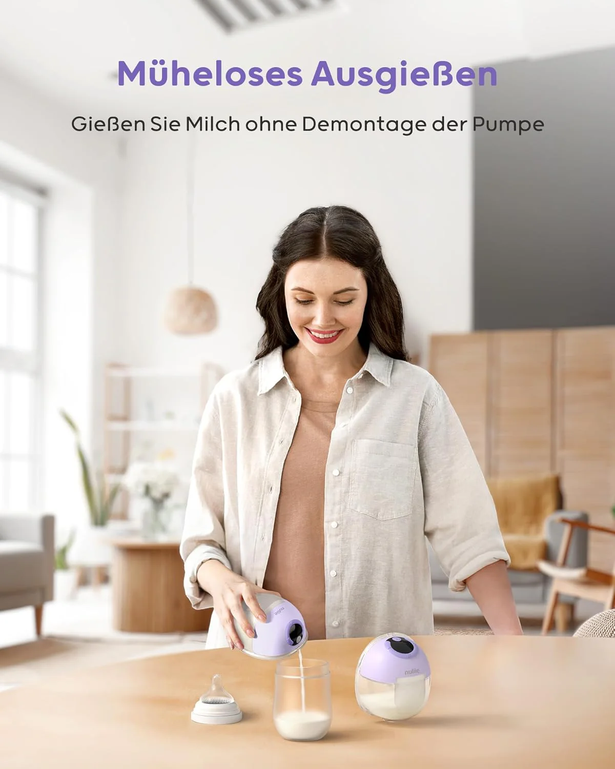 Nuliie Elektrische Borstkolf Draagbare S32, Handsfree Elektrische Borstkolf 4 Modi 9 Niveaus met 18/21/24 mm comfortabele flens, discreet, met reserveonderdelen inbegrepen (2 stuks, wit)