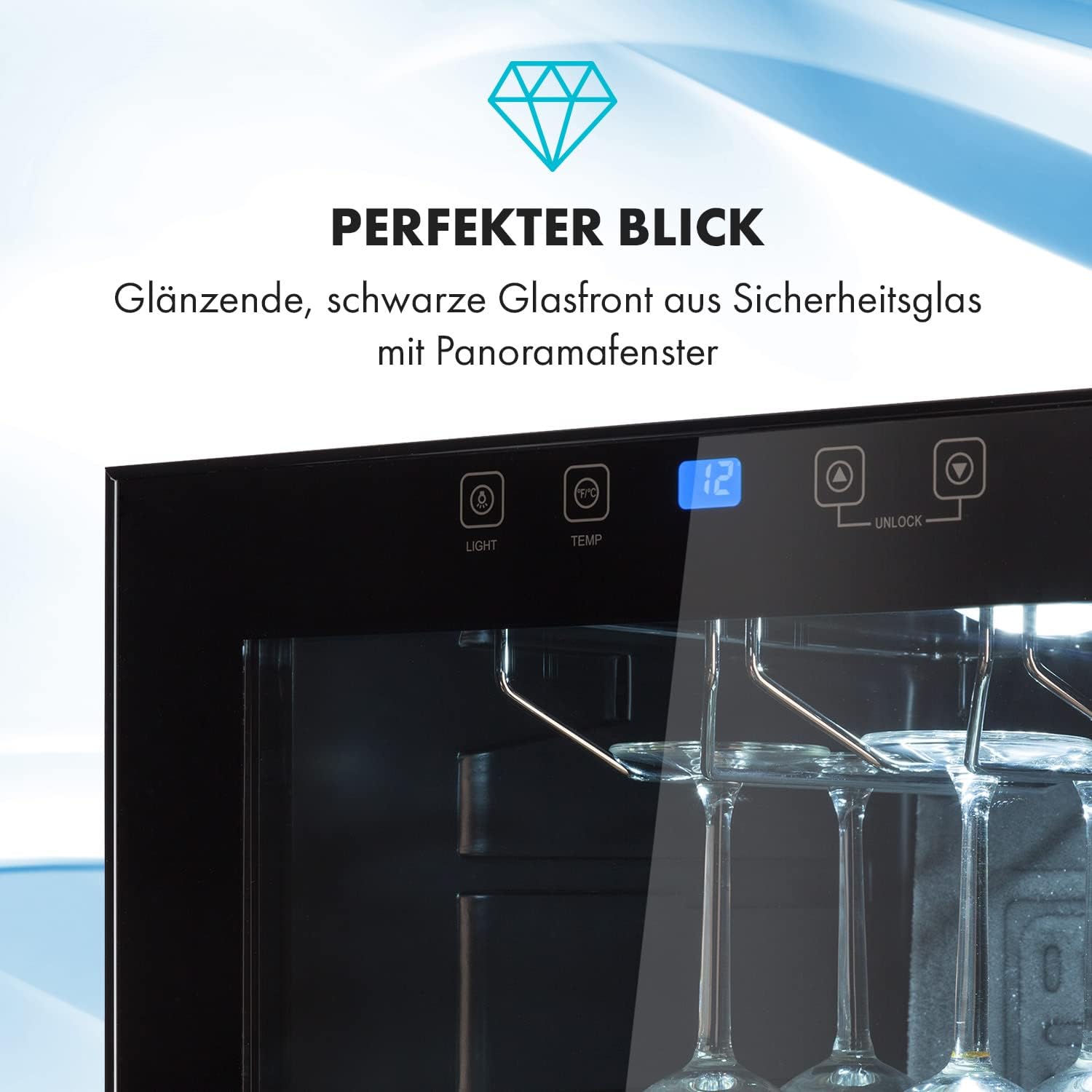 Klarstein Weinkühlschrank, Getränkekühlschrank Schmal, 1 Zone Kühlschrank mit Glastür, Getränkekühlschränke Freistehend, Weinkühlschrank Klein, Weinkühlschränke mit UV-Schutz, 4-18°C, 54 Flaschen