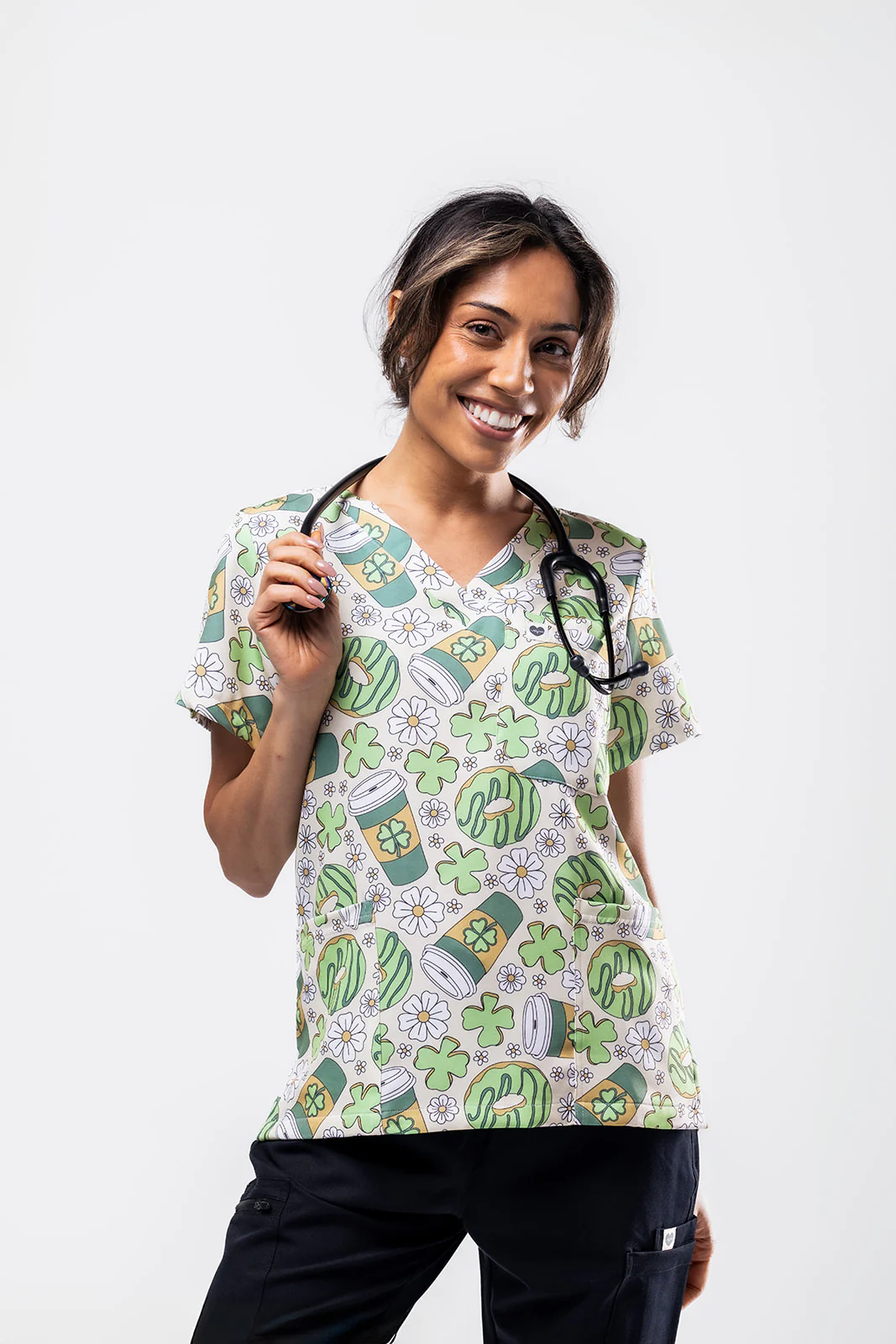 Lucky Latte Scrub Top