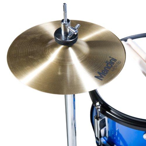 Mendini By Cecilio Drum Set For Kids/Junior �C 16 Inch, 5 Piece, Blue Metallic �C Starter Drums Kit w/Adjustable Throne, Cymbal, Pedal & Drumsticks �C MJDS 5 BL