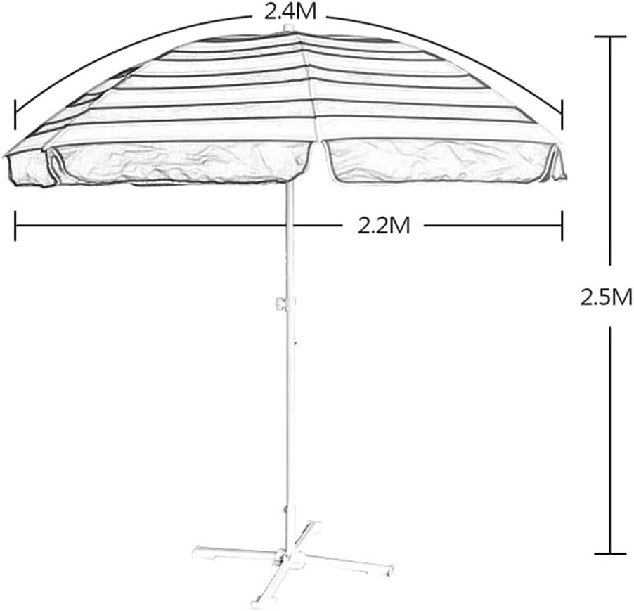 Klappbarer Strandschirm, Sonnenschirm-Gartenschirm, geeignet für Innenhöfe, Geschäfte, Schwimmbäder 2,4 m, dreilagige Schirmrippen