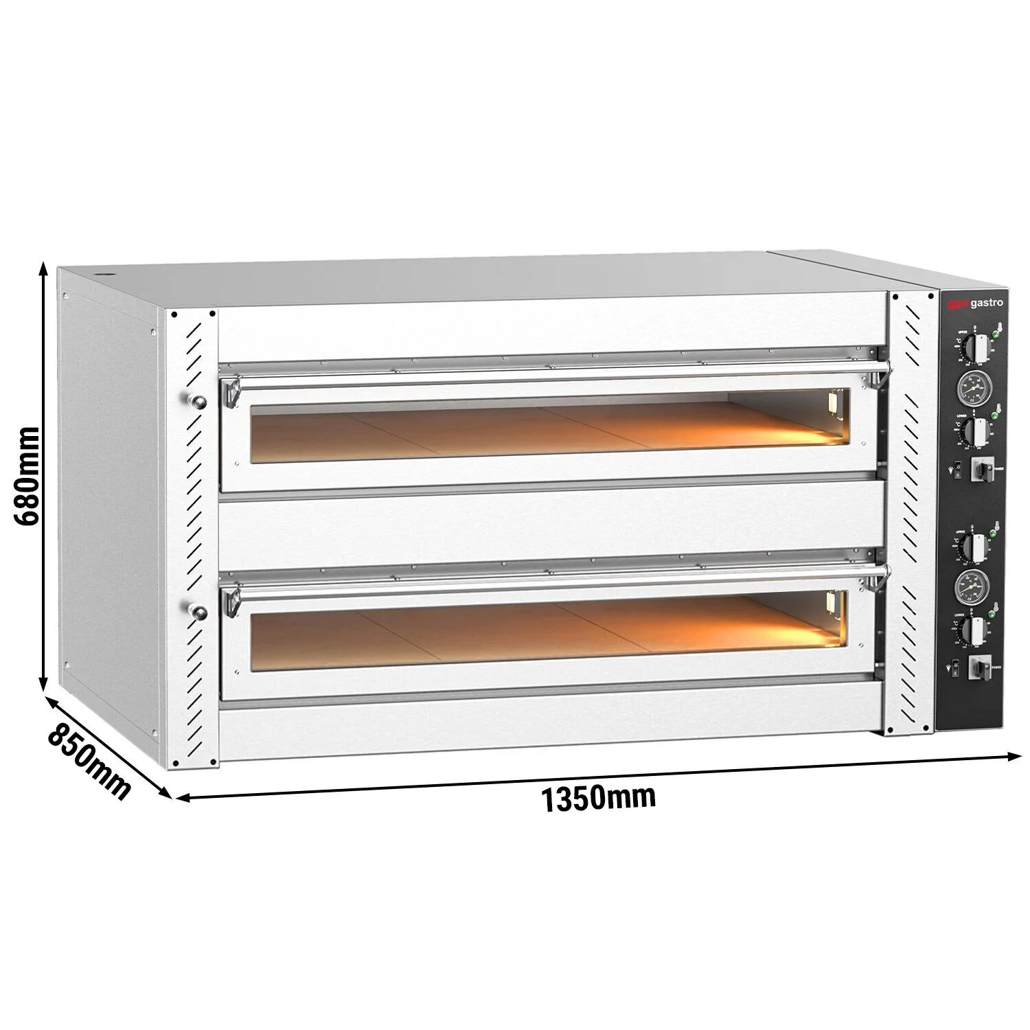 Elektrisk pizzaovn �C 6 + 6x 30 cm (bred) �C manuell