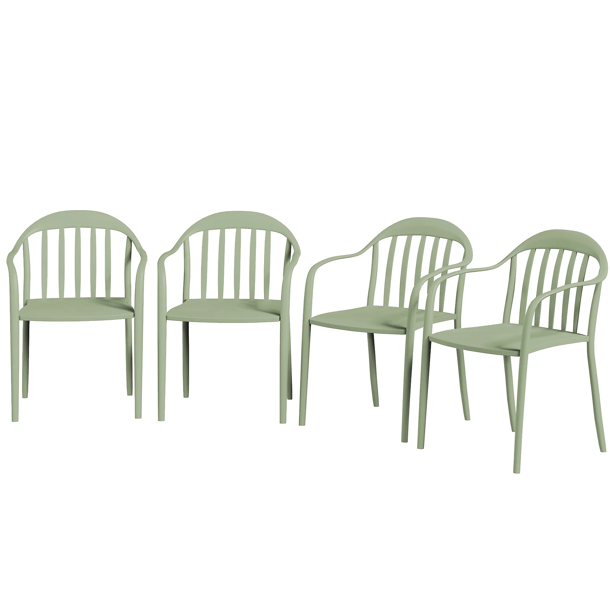 Outsunny 4-delige Set Tuinstoelen Weerbestendig met Armleuning en Rugleuning tot 120 kg Belastbaar