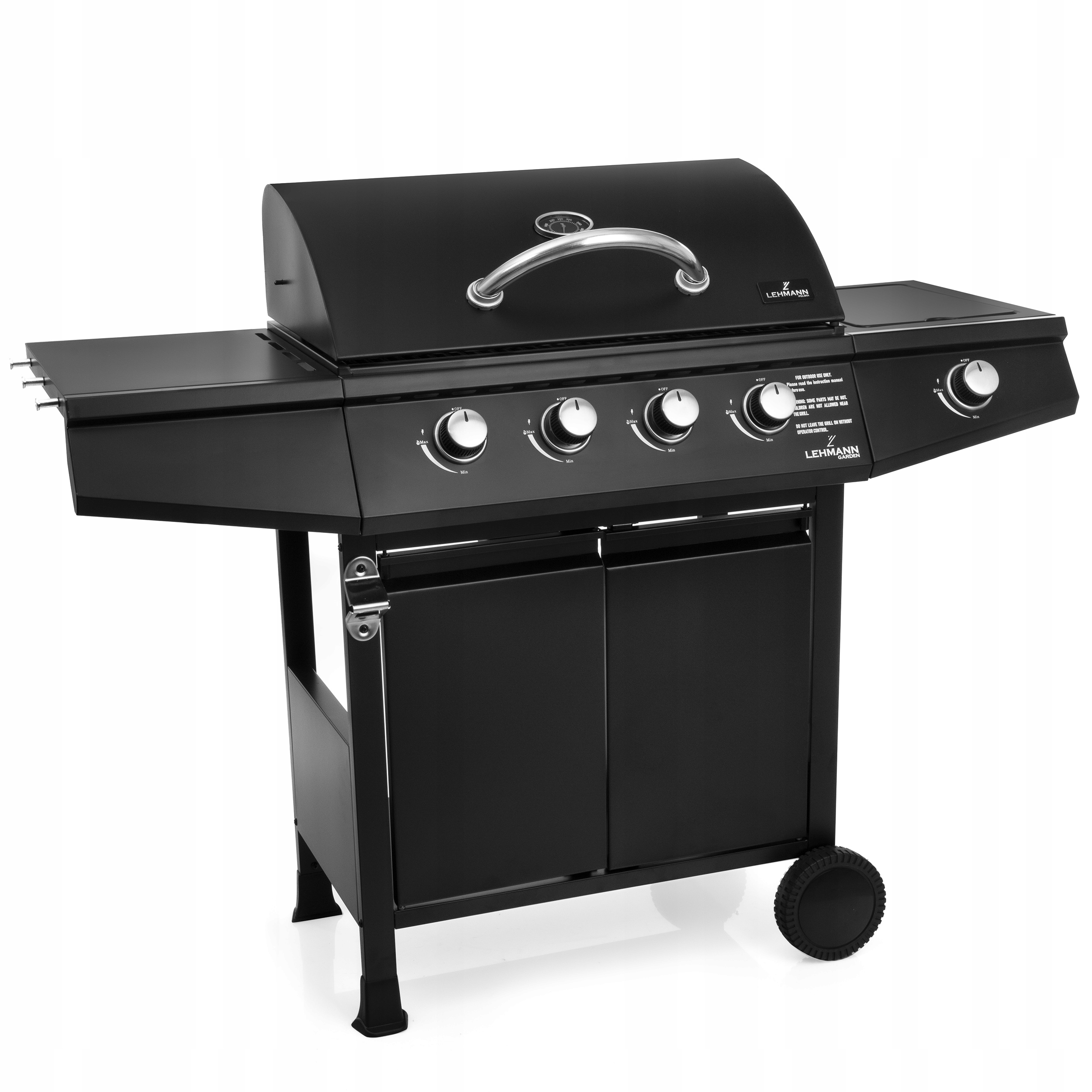 GRILL GAZOWY OGRODOWY ŻELIWNY RUSZT NIERDZEWNY LEHMANN OHIO 4+1 POKROWIEC