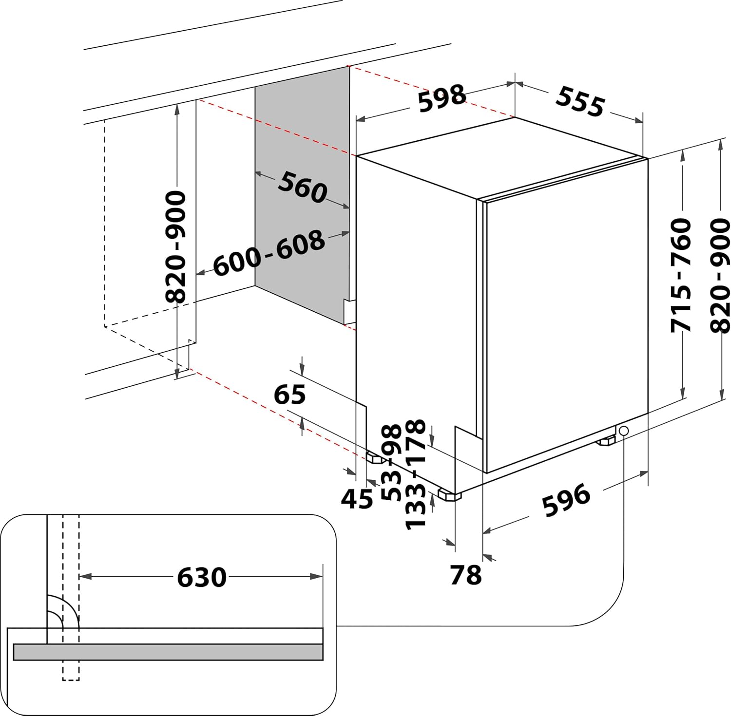 Bauknecht BCIO 3T341 PLET Vollintegrierbarer Geschirrspüler 60 cm /Edelstahl/14 Maßgedecke/10 Standardprogramme und 1 Sensorprogramm/PowerClean/ActiveDry/Besteckschublade/Vollwasserschutz