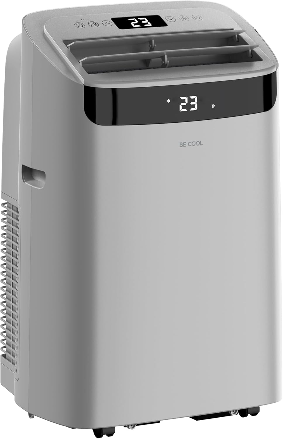 BE COOL mobiles Klimagerät 14000 BTU mit Heizung & WLAN, 4 in 1 Klimaanlage mit Entfeuchter und Ventilator, für Räume bis 48 m², Fernbedienung, Timer, Alexa & Google Assistant, grau