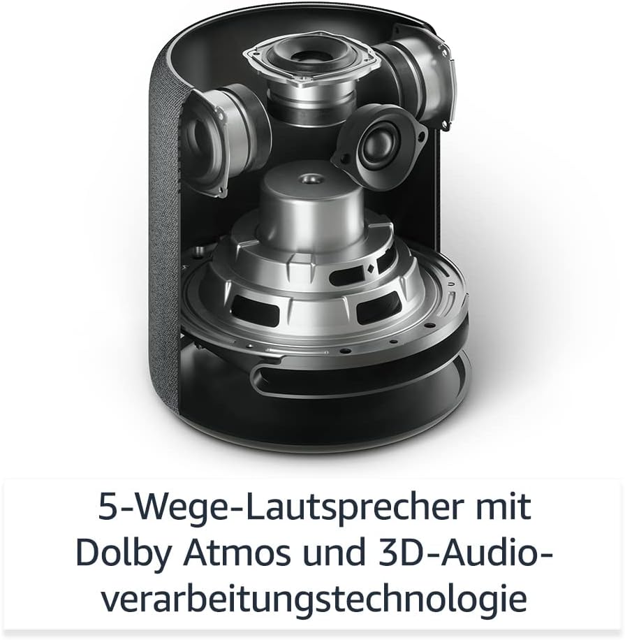 Echo Studio (Neueste Generation) | Der beste Klang, den unsere smarten WLAN- und Bluetooth-Lautsprecher je geboten haben – mit Dolby Atmos, 3D-Audio, Smart-Home-Hub und Alexa | Weiß