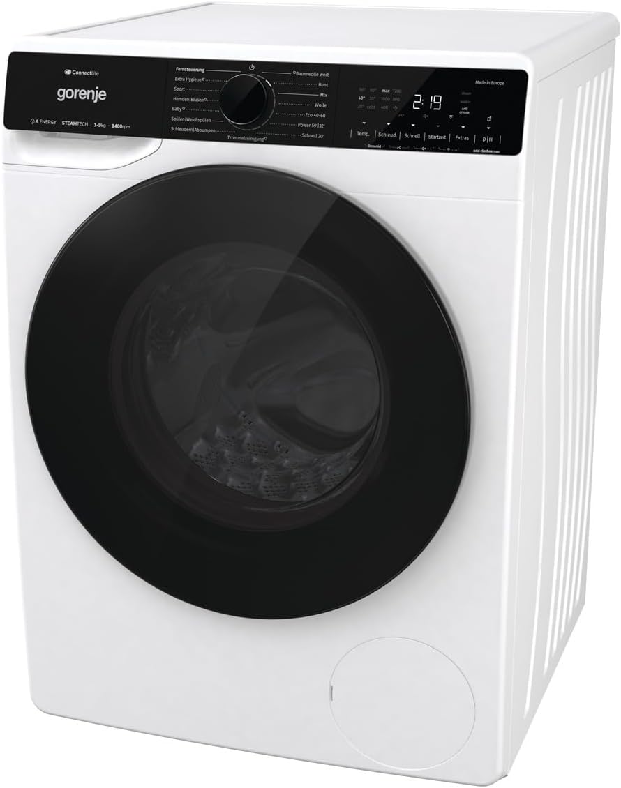 Gorenje WPNA 84 SATSWIFI Waschmaschine mit Dampffunktion / 8 kg / 1400 U/Slim Line/ConnectLife WiFi/Total AuaStop/Inverter PowerDrive Motor/Edelstahltrommel/Kindersicherung/EEK A