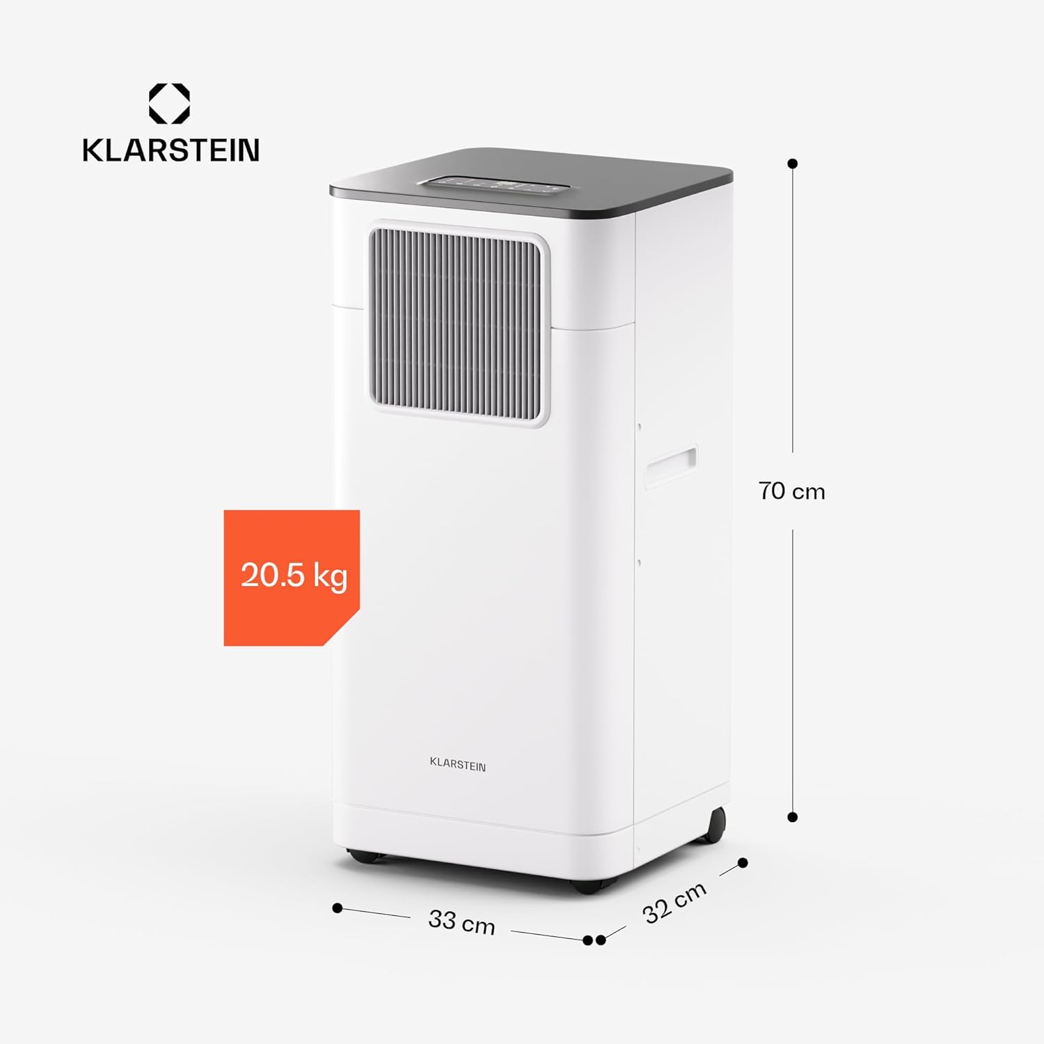 Klarstein Mobile Klimaanlage mit Abluftschlauch - 7000 BTU, 3-in-1, Leise & Energieeffizient, Smart Control via App & Fernbedienung, mit Fensterdichtungsset, R290 Kühlmittel, Für Räume bis 25 m²