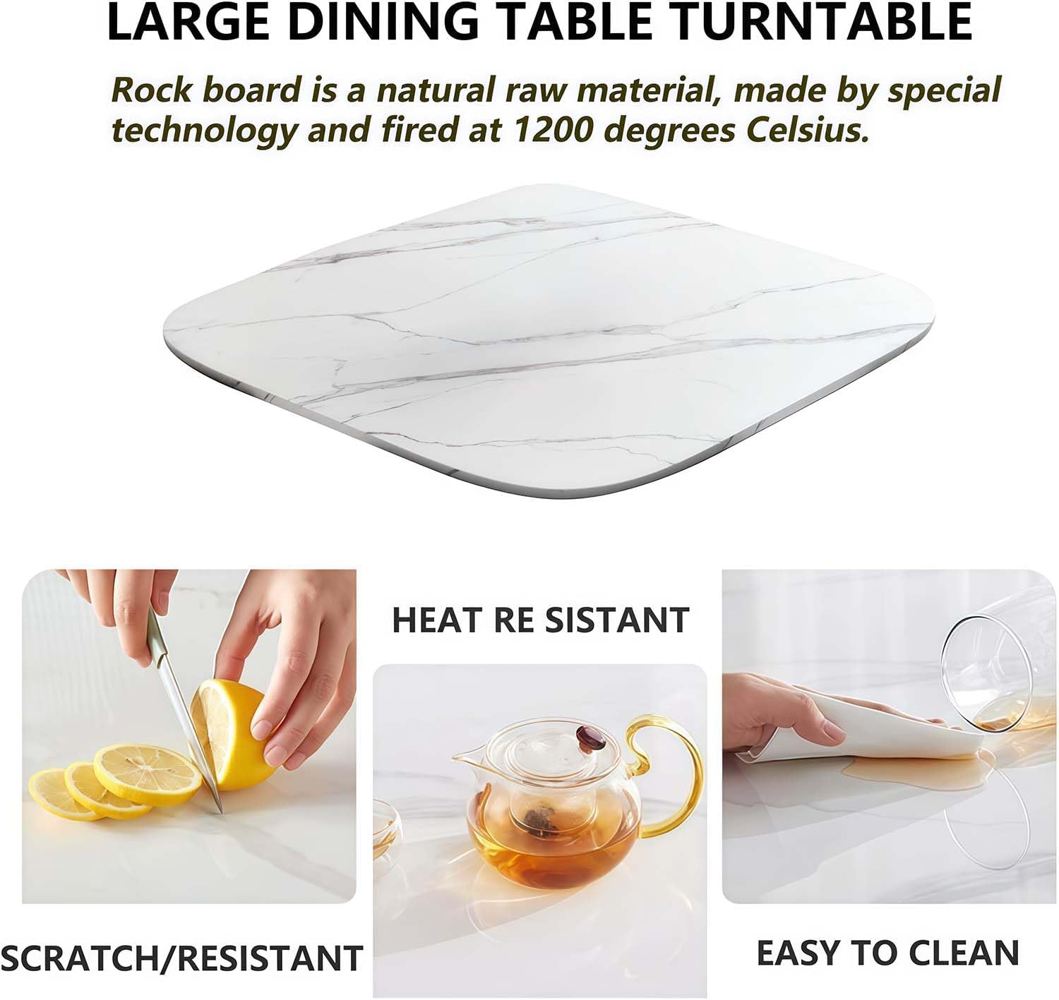 Dining Table Set with 4 Chairs, small Round Dining Table 90 cm, for 4-6 People, for Dining Room, Kitchen, Living Room, modern Kitchen Chairs,Square White