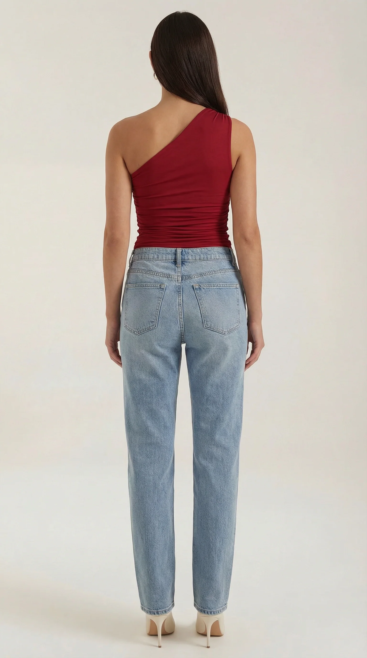 ?rmelloses One-Shoulder-Top mit seitlicher Raffung