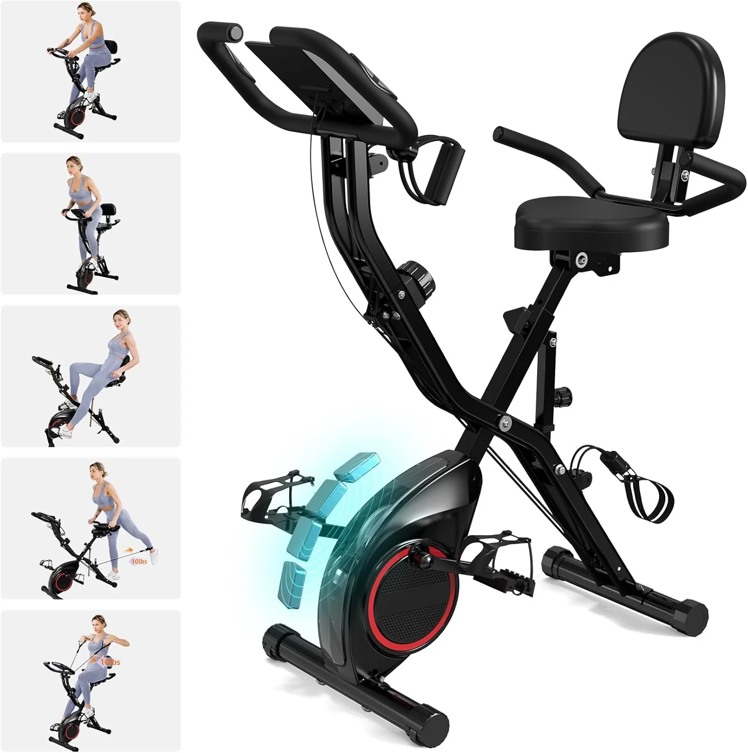 Foldable Exercise Bike Stationary Bikes for Home. 5 IN 1 Indoor Workout Bike. Cycling Bike with 16-Level Quiet Magnetic Resistance. 6.6 LBS Flywheel and 300LBS Capacity. 2025 Designed 817 X-bike