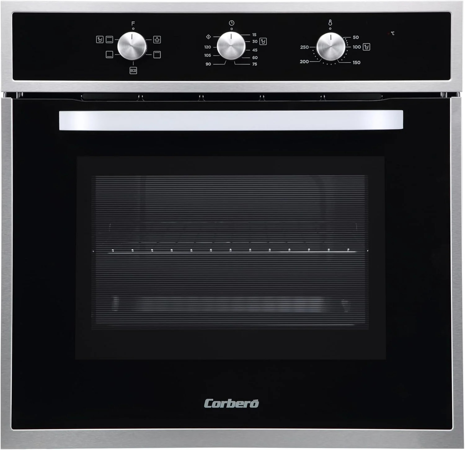 Corberó - Horno convección 70L | CCHM603X | 60x60x58 cm |Convencional con 4 Programas | Luz Interior | Limpieza Hidrólisis | Puerta Doble Cristal | 2100W | Negro perfil Inox