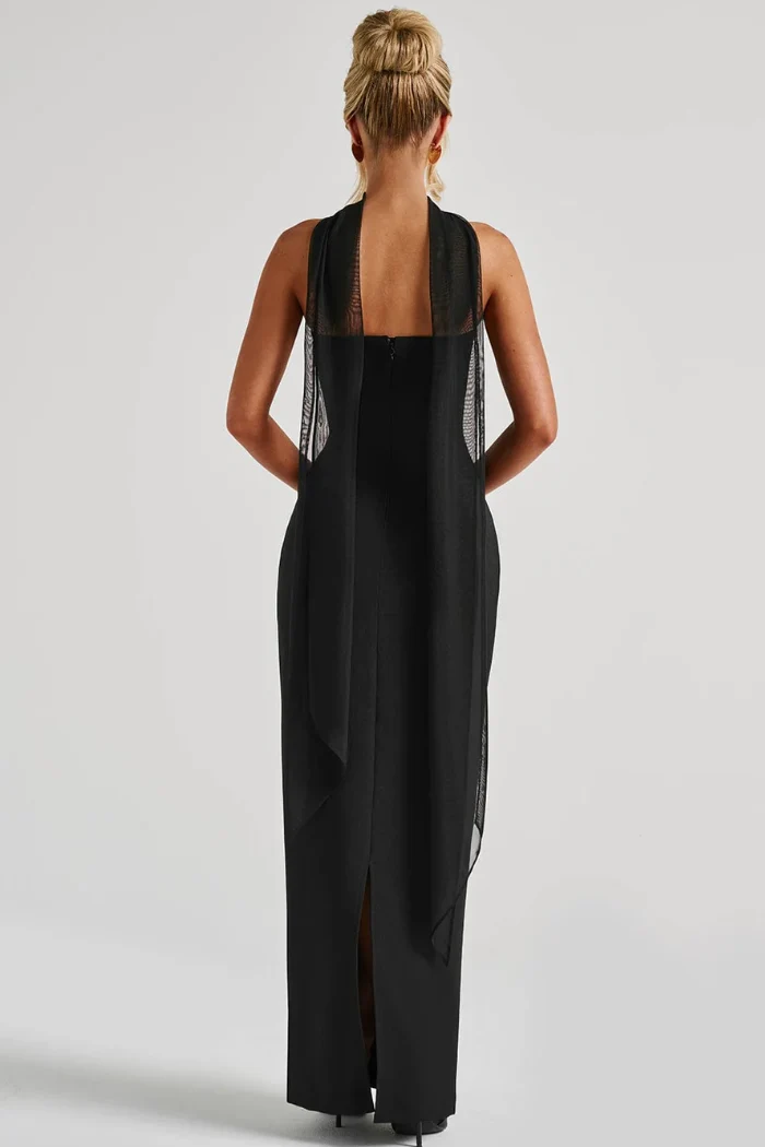 Tr?gerloses Maxi-Bodycon-Cocktailkleid f��r Damen mit Schal